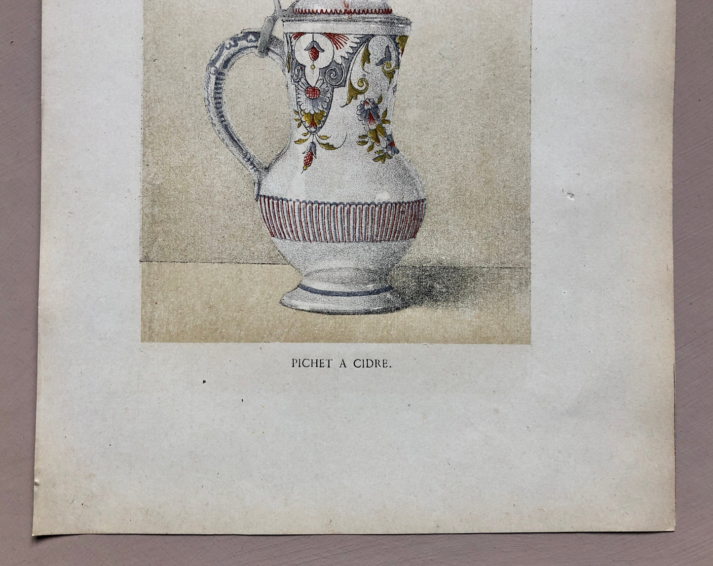Faïence Rouen Pottery. An Original Lithograph From La Faïence Populaire au XVIII Siecle by Mareschal. Dated 1872. Size: 26.7 x 17.2 cms.