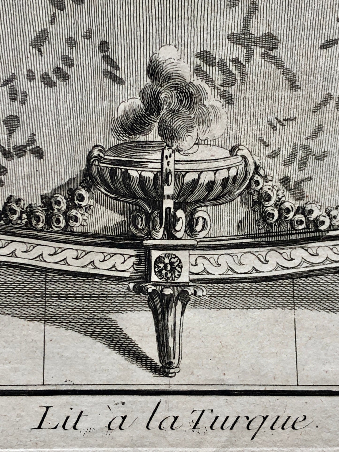 Lit à la Turque. A Copper plate Etching From Ameublement by Jean de la Fosse. Circa 1771. Size: 46 x 30.7 cms.
