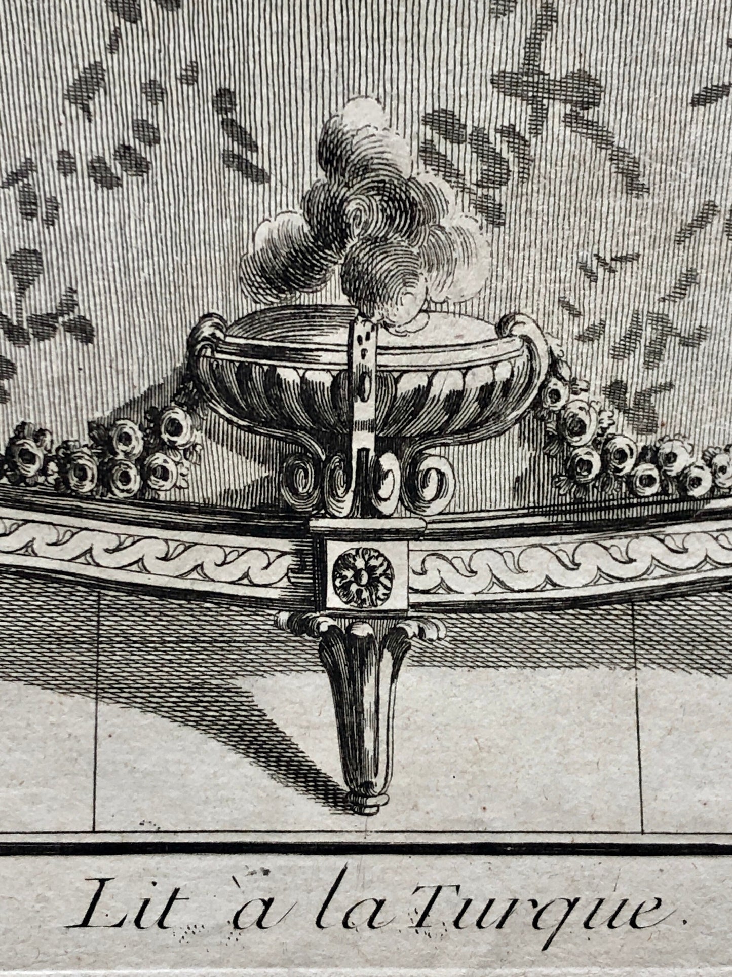 Lit à la Turque. A Copper plate Etching From Ameublement by Jean de la Fosse. Circa 1771. Size: 46 x 30.7 cms.