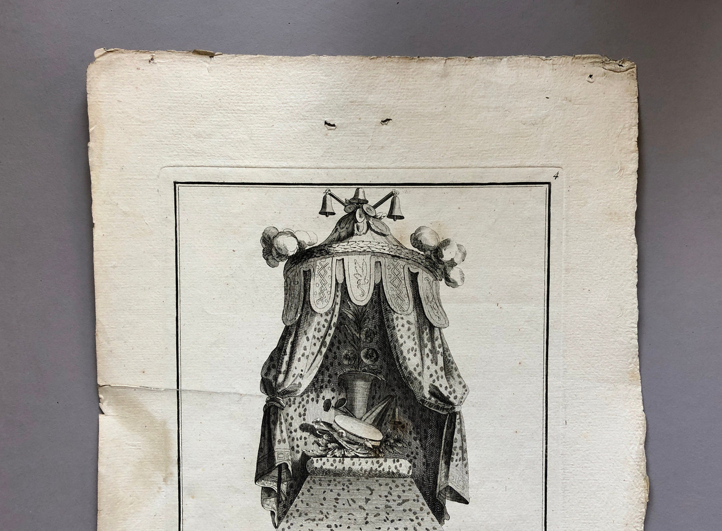 Lit à la Chinoise. A Copper plate Etching From Ameublement by Jean de la Fosse. Circa 1771. Size: 46 x 30.7 cms.