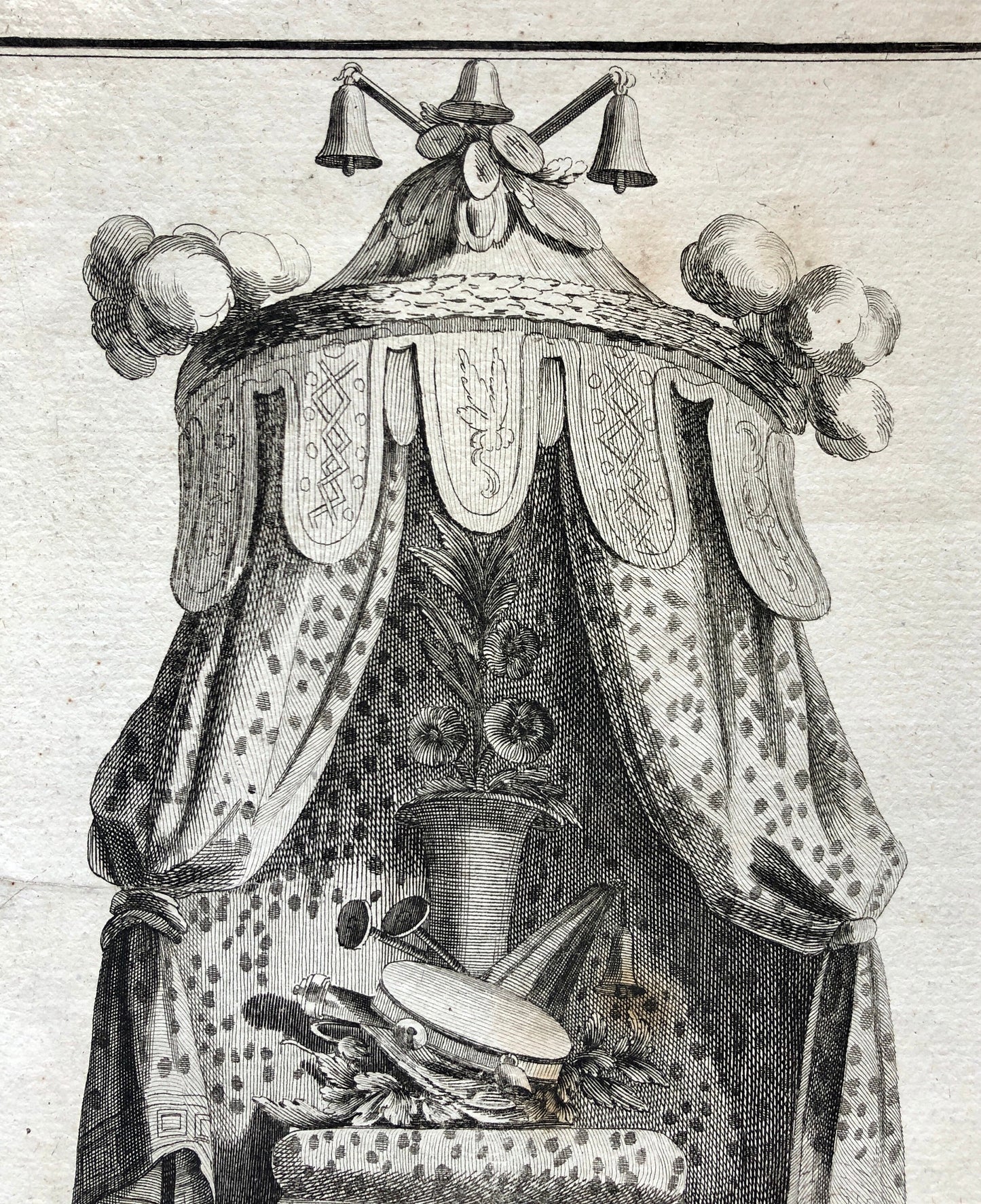 Lit à la Chinoise. A Copper plate Etching From Ameublement by Jean de la Fosse. Circa 1771. Size: 46 x 30.7 cms.