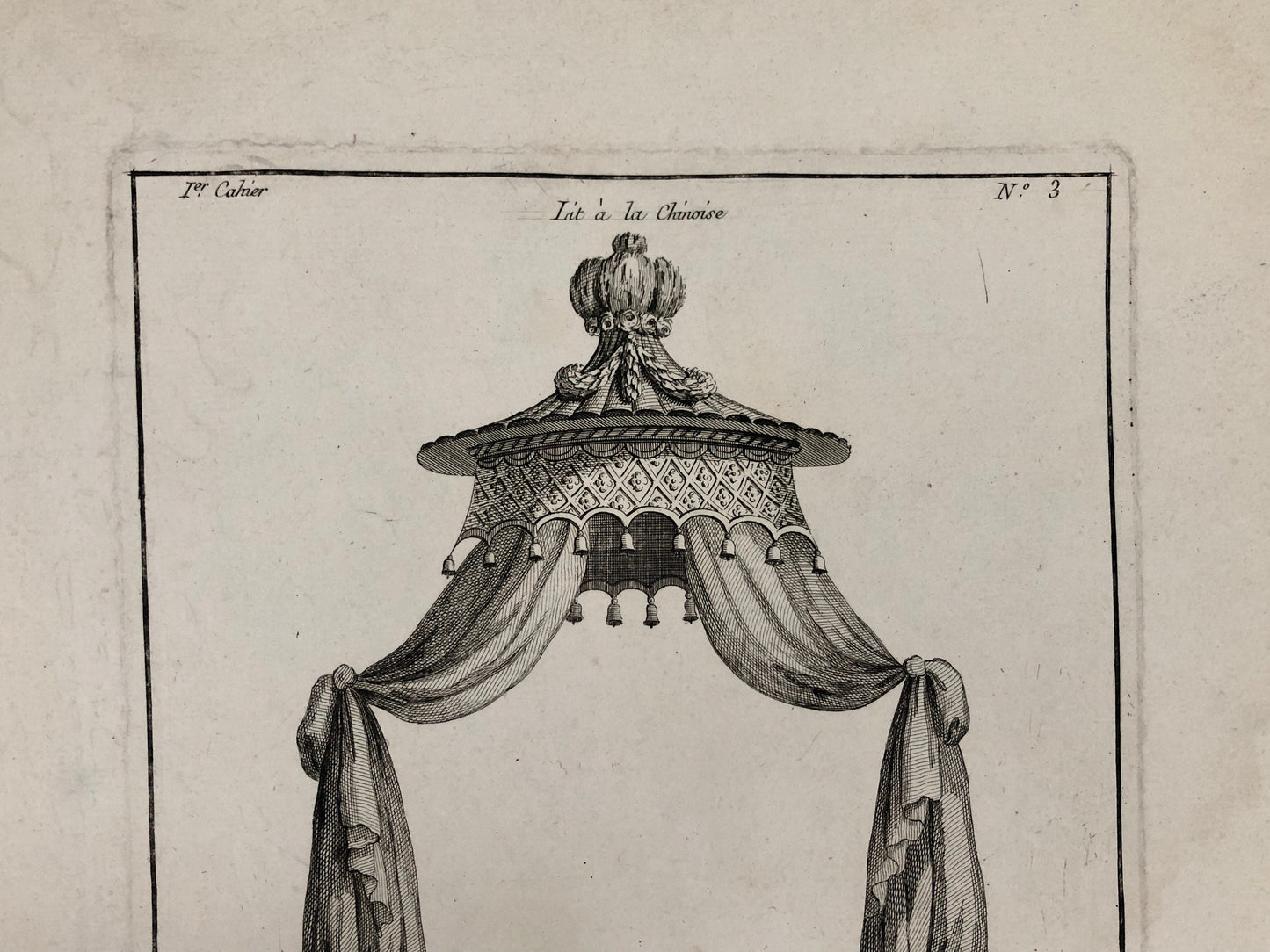 Lit à la Chinoise. A Copper Engraving From Livre de Meubles by Juste-Francois Boucher. Circa 1780. Size: 46 x 30.5cms
