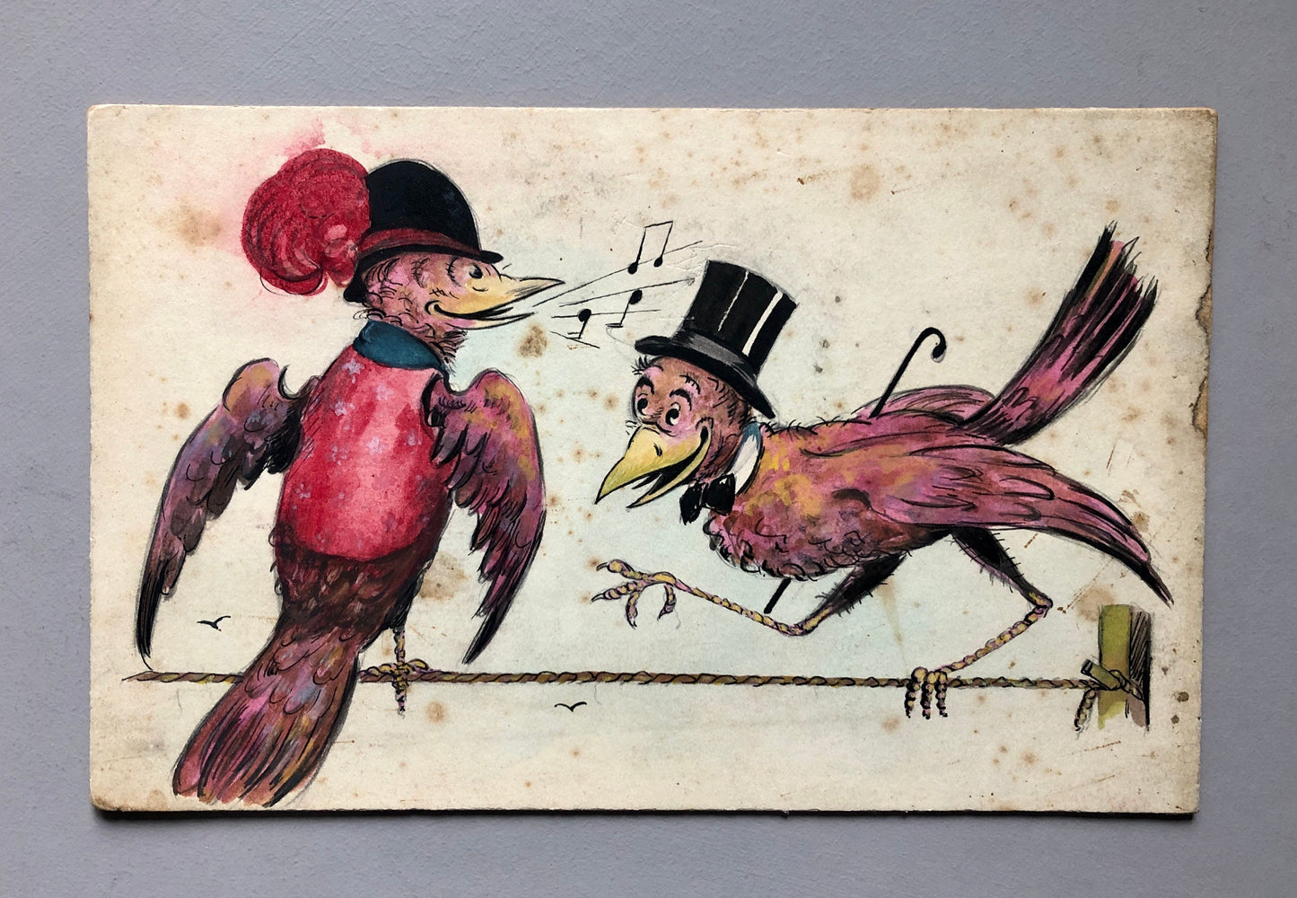 Three Original Artworks by Bimbi. Probably Designs For Greeting Cards. 1930’s.