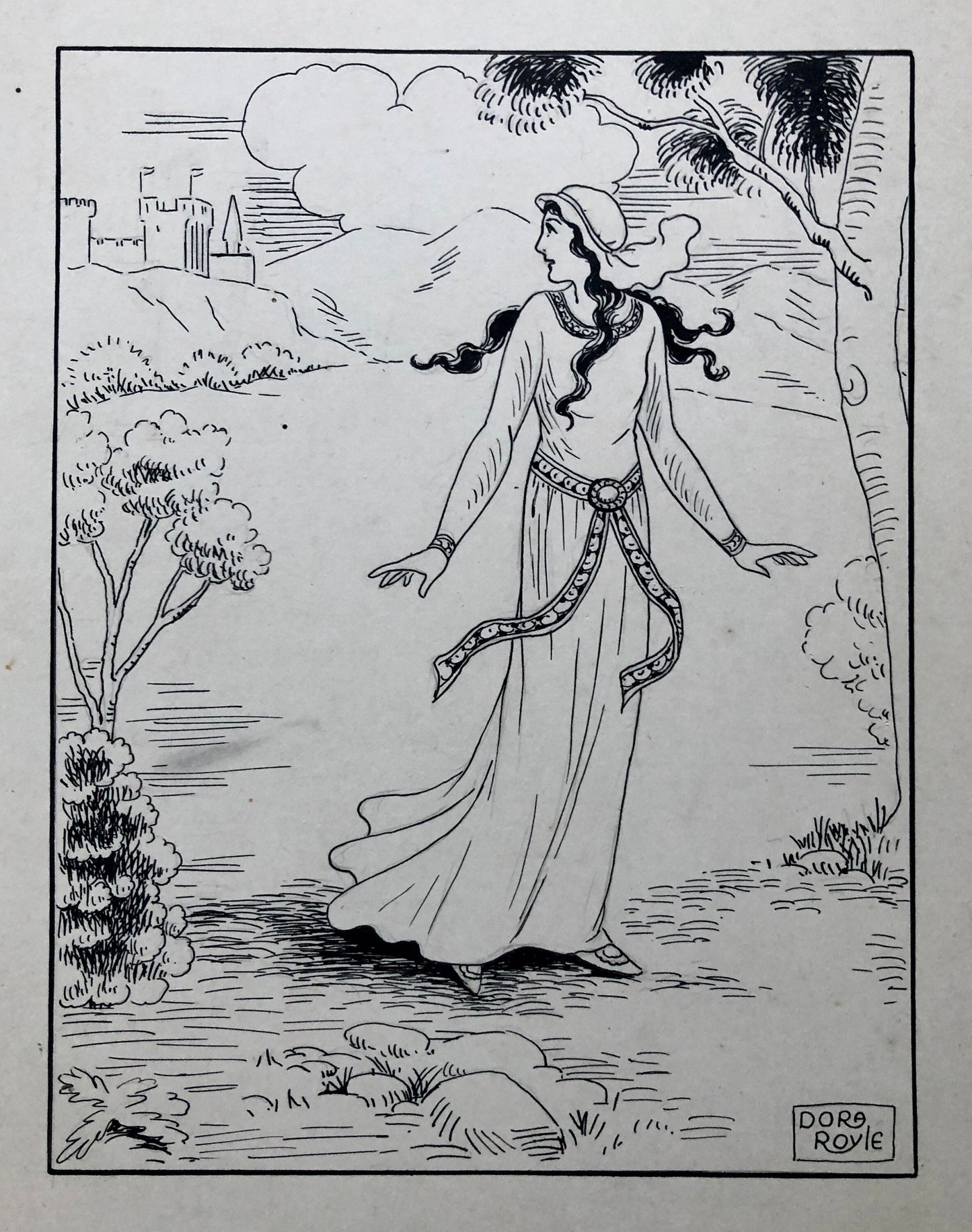 3 Original Illustrations For Children’s Books by Artist Dora Royle. Most Likely Dating From The 1940’s. Size: 19 x 27.5 cms.