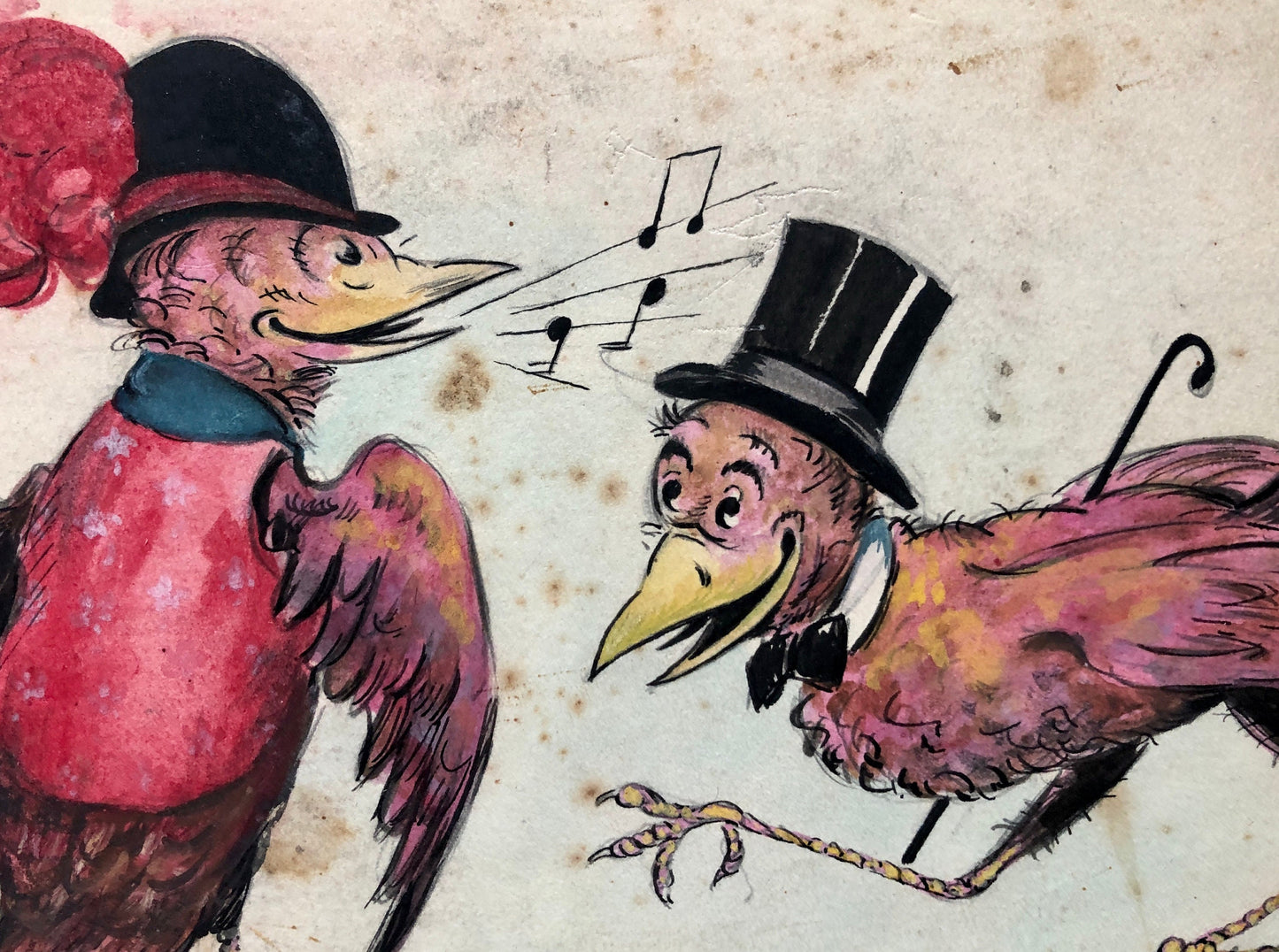 Three Original Artworks by Bimbi. Probably Designs For Greeting Cards. 1930’s.