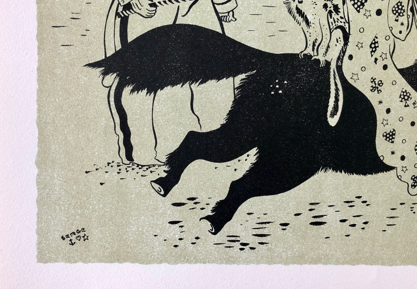Le Poney Comique. A Lithograph From The Parorama Du Cirque by Serge. One of only 1000 produced in 1944. Size: 23.8 x 29.7 cms.