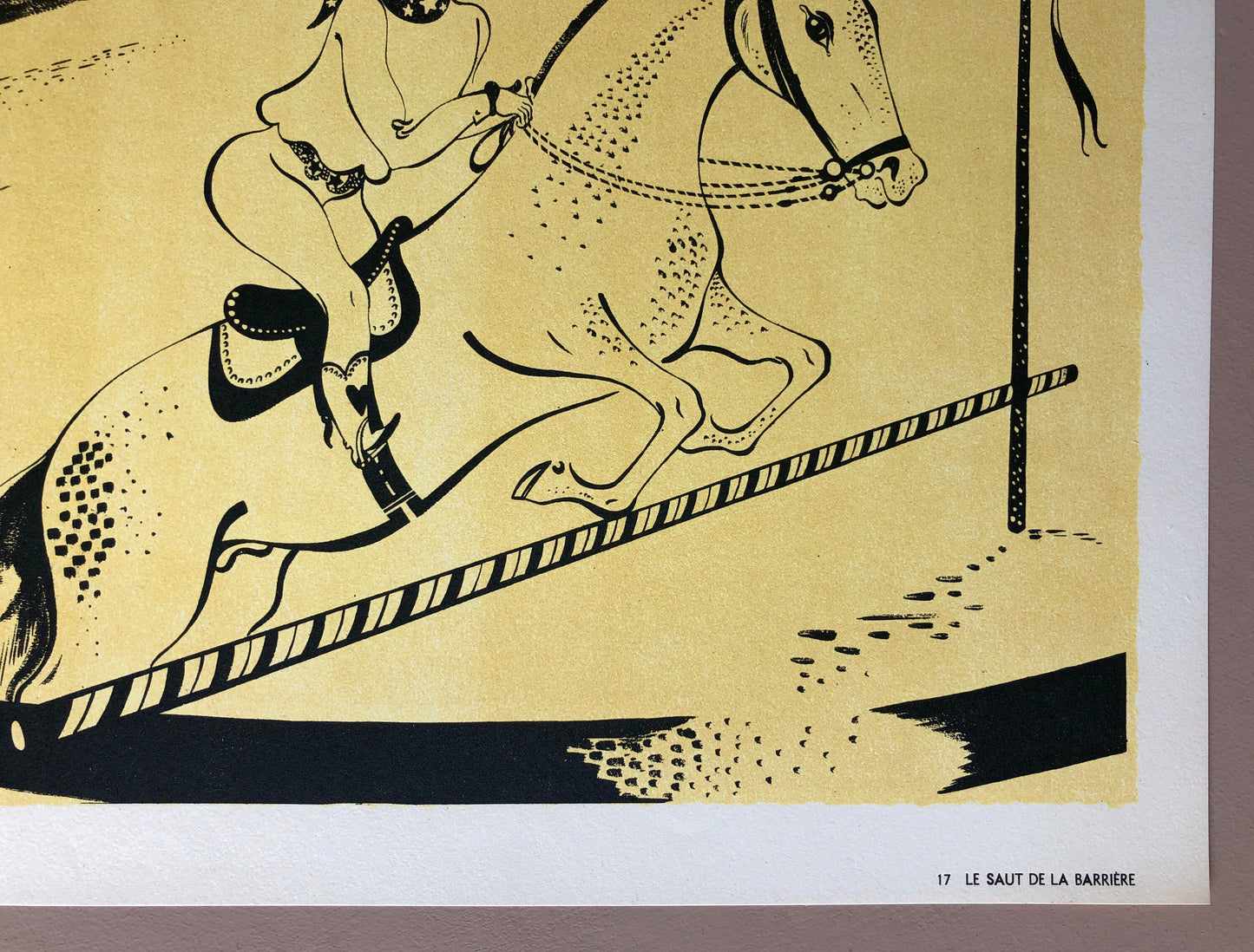 Le Saut de La Barrière. A Lithograph from Panorama Du Cirque by Serge. One of only 1000 produced in 1944. Size: 23.8 x 29.7 cms.