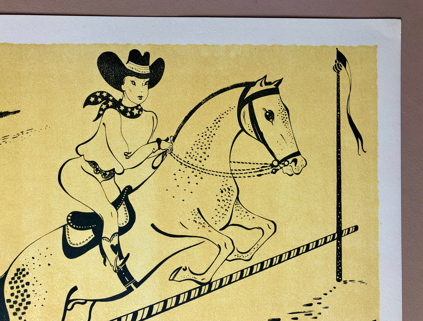 Le Saut de La Barrière. A Lithograph from Panorama Du Cirque by Serge. One of only 1000 produced in 1944. Size: 23.8 x 29.7 cms.