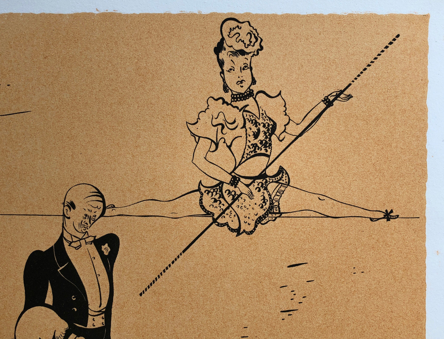 Le Grand Écart. A Lithograph from Le Panorama Du Cirque by Serge. One of only 1000 produced in 1944. Size: 23.8 x 29.7 cms.