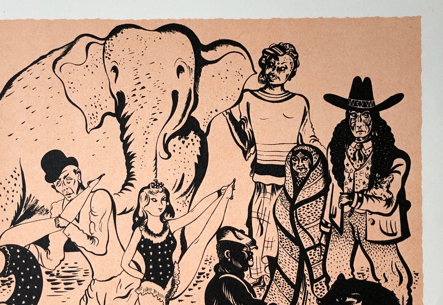 Dans Le Campement. A Lithograph From Le Parorama Du Cirque by Serge. One of only 1000 produced in 1944. Size: 23.8 x 29.7 cms.