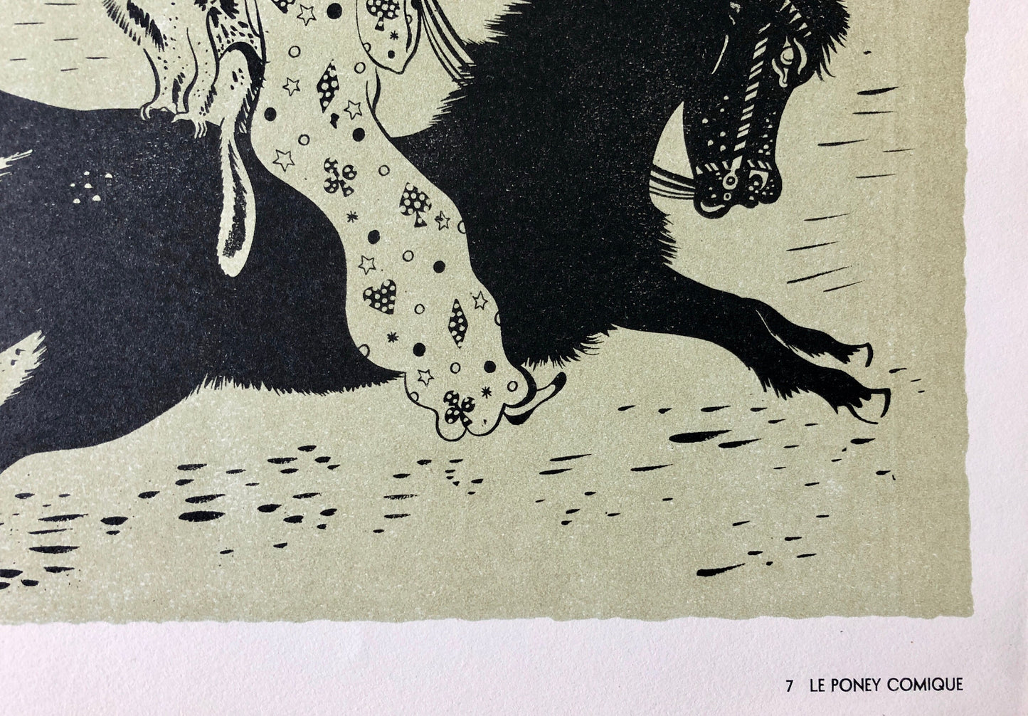 Le Poney Comique. A Lithograph From The Parorama Du Cirque by Serge. One of only 1000 produced in 1944. Size: 23.8 x 29.7 cms.