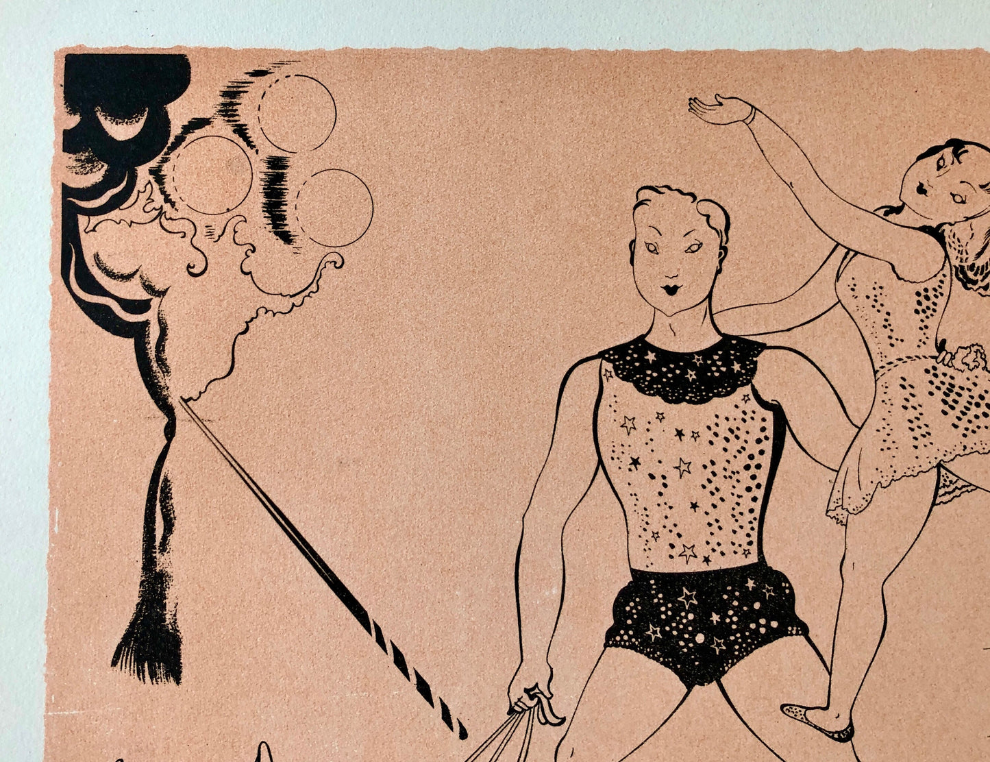 Pas De Jeux. A Lithograph From The Parorama Du Cirque by Serge. One of only 1000 produced in 1944. Size: 23.8 x 29.7 cms.