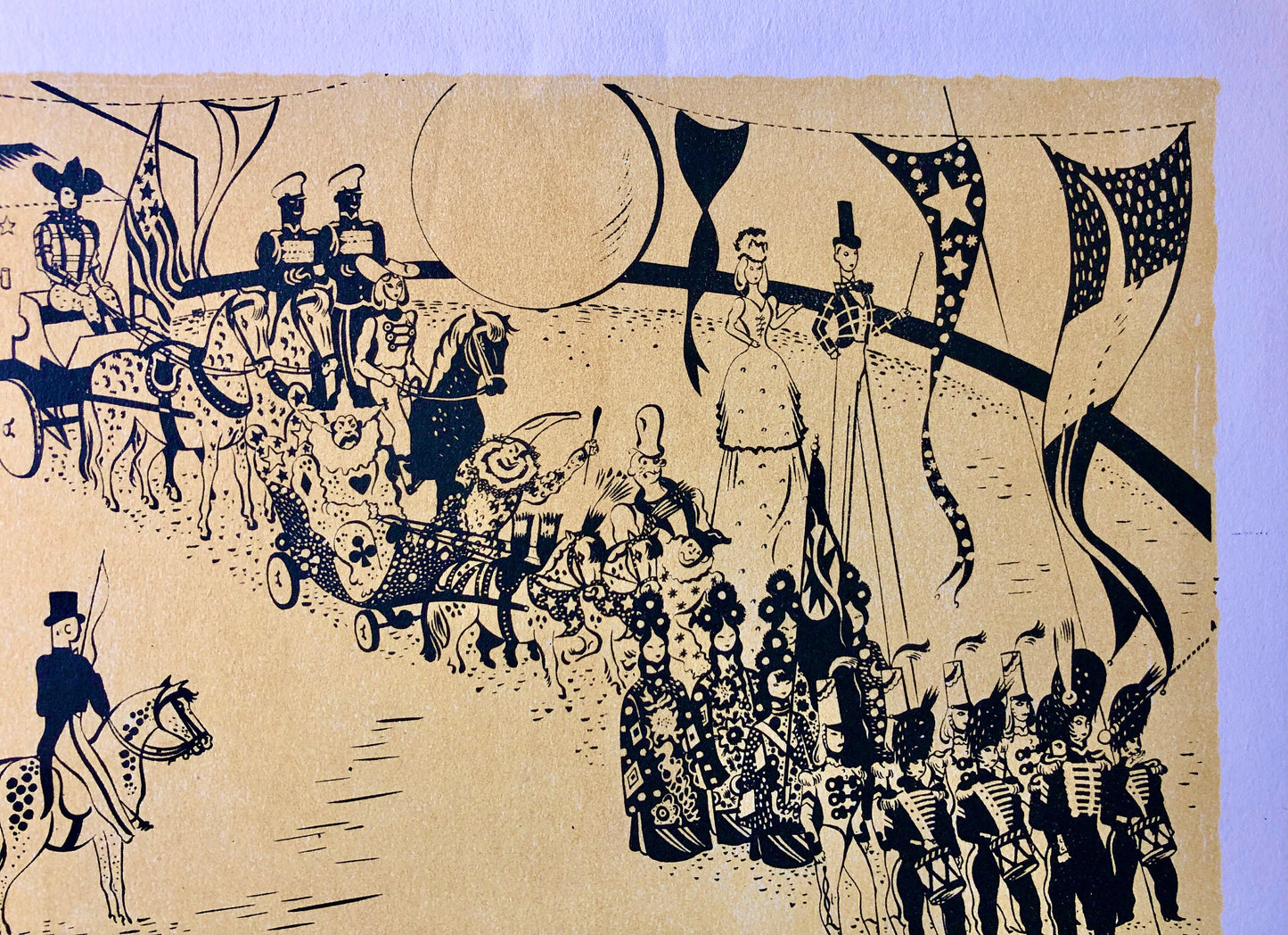 La Parade. A Colour Lithograph From The Parorama Du Cirque by Serge. One of only 1000 produced in 1944. Size: 23.8 x 29.7 cms.