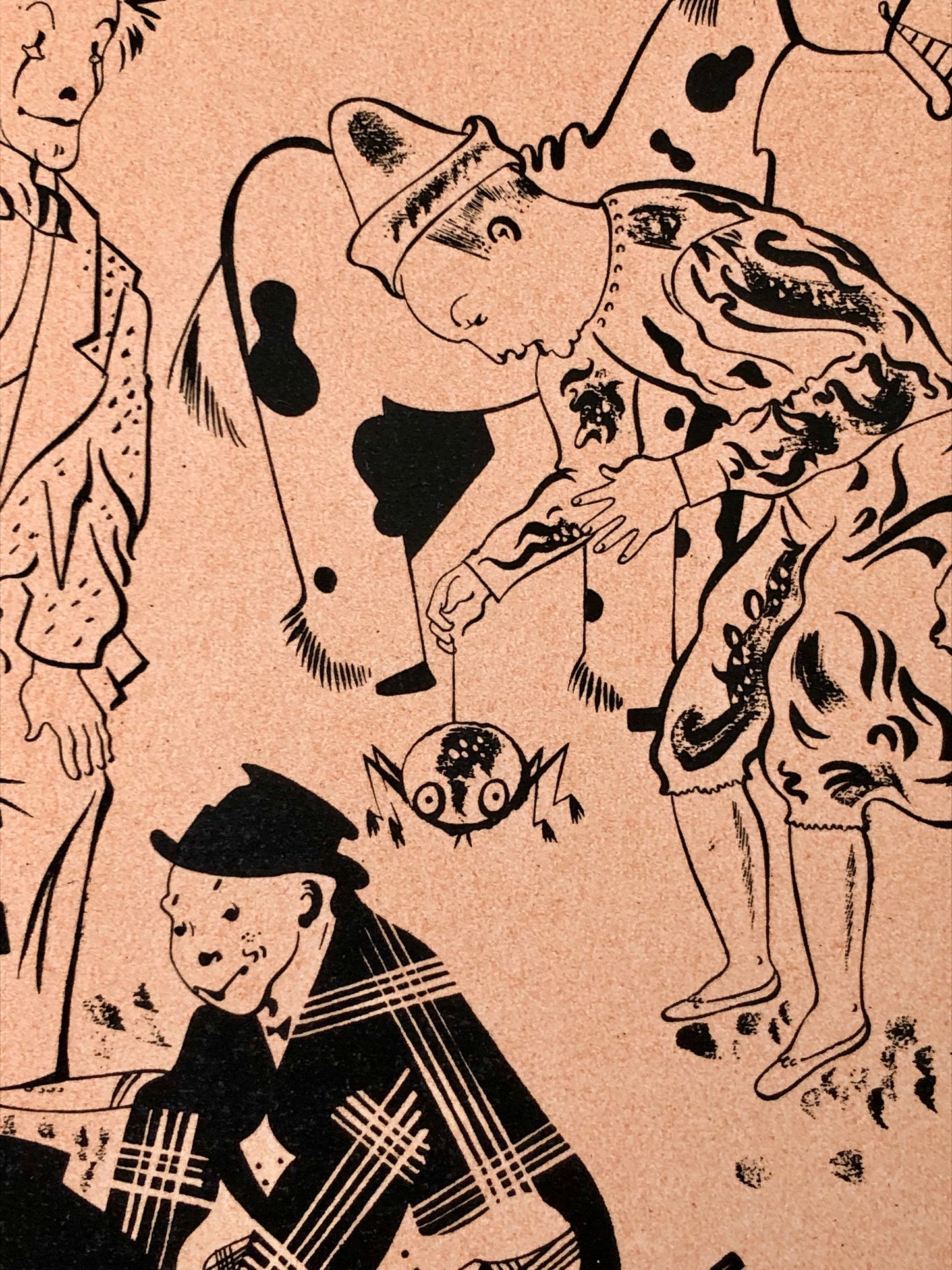 Charivari De Clowns. A Lithograph From The Parorama Du Cirque by Serge. One of only 1000 produced in 1944. Size: 23.8 x 29.7 cms.