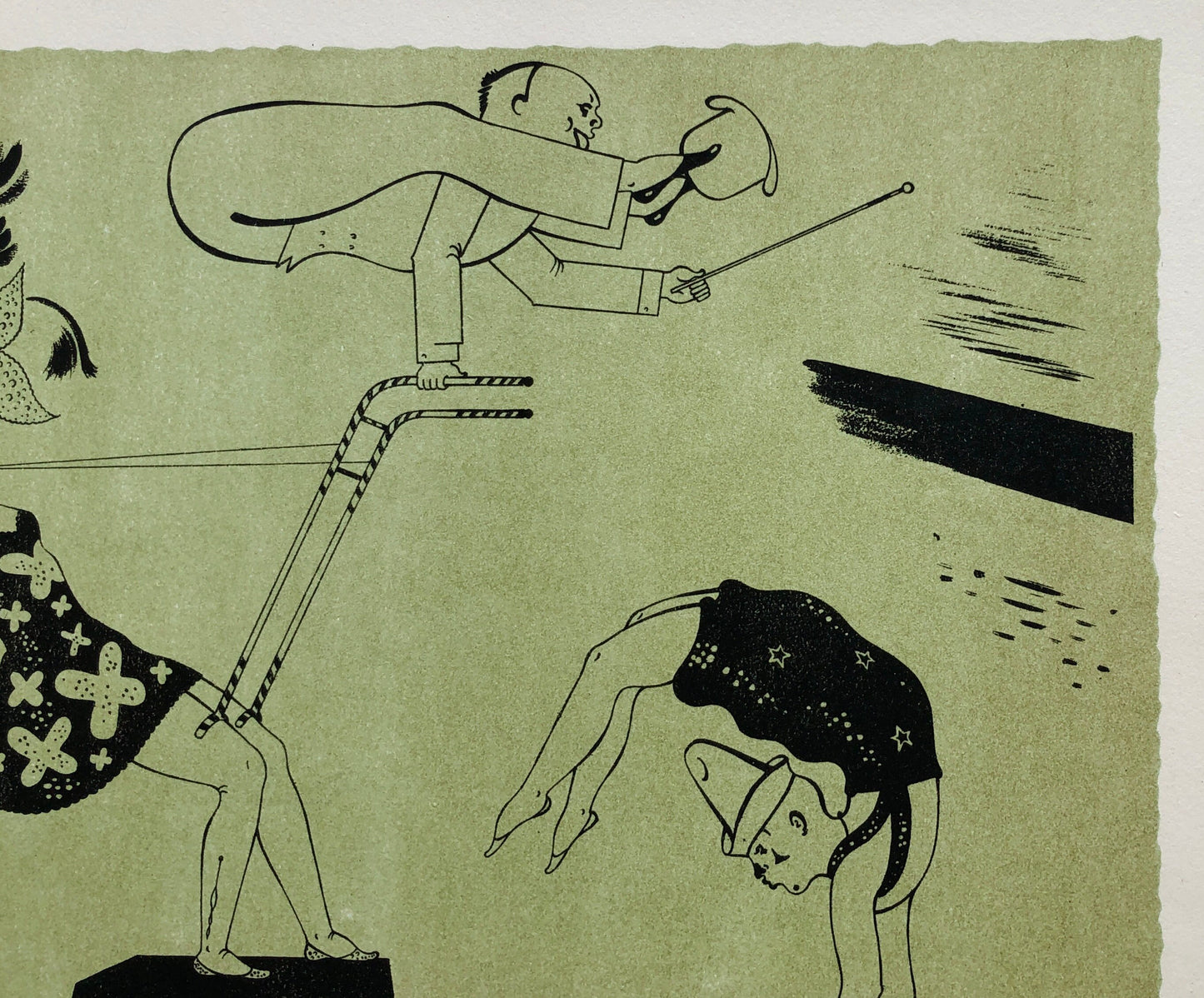 Les Acrobats. A Colour Lithograph From Le Parorama Du Cirque by Serge. One of only 1000 produced in 1944. Size: 23.8 x 29.7 cms.