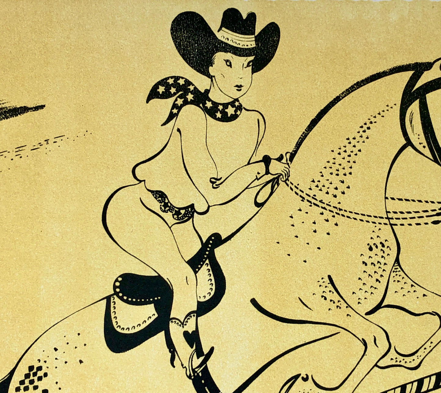 Le Saut de La Barrière. A Lithograph from Panorama Du Cirque by Serge. One of only 1000 produced in 1944. Size: 23.8 x 29.7 cms.