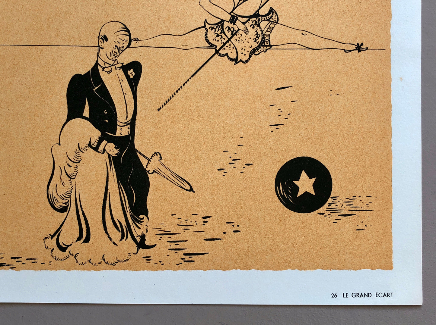 Le Grand Écart. A Lithograph from Le Panorama Du Cirque by Serge. One of only 1000 produced in 1944. Size: 23.8 x 29.7 cms.