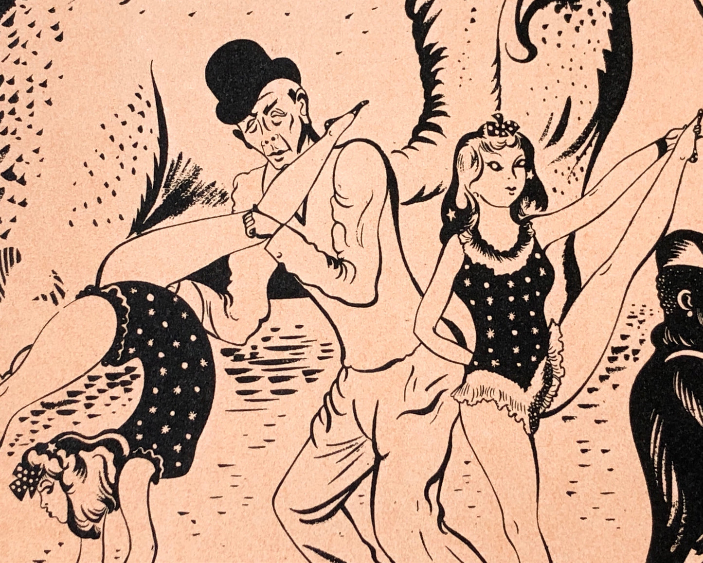 Dans Le Campement. A Lithograph From Le Parorama Du Cirque by Serge. One of only 1000 produced in 1944. Size: 23.8 x 29.7 cms.