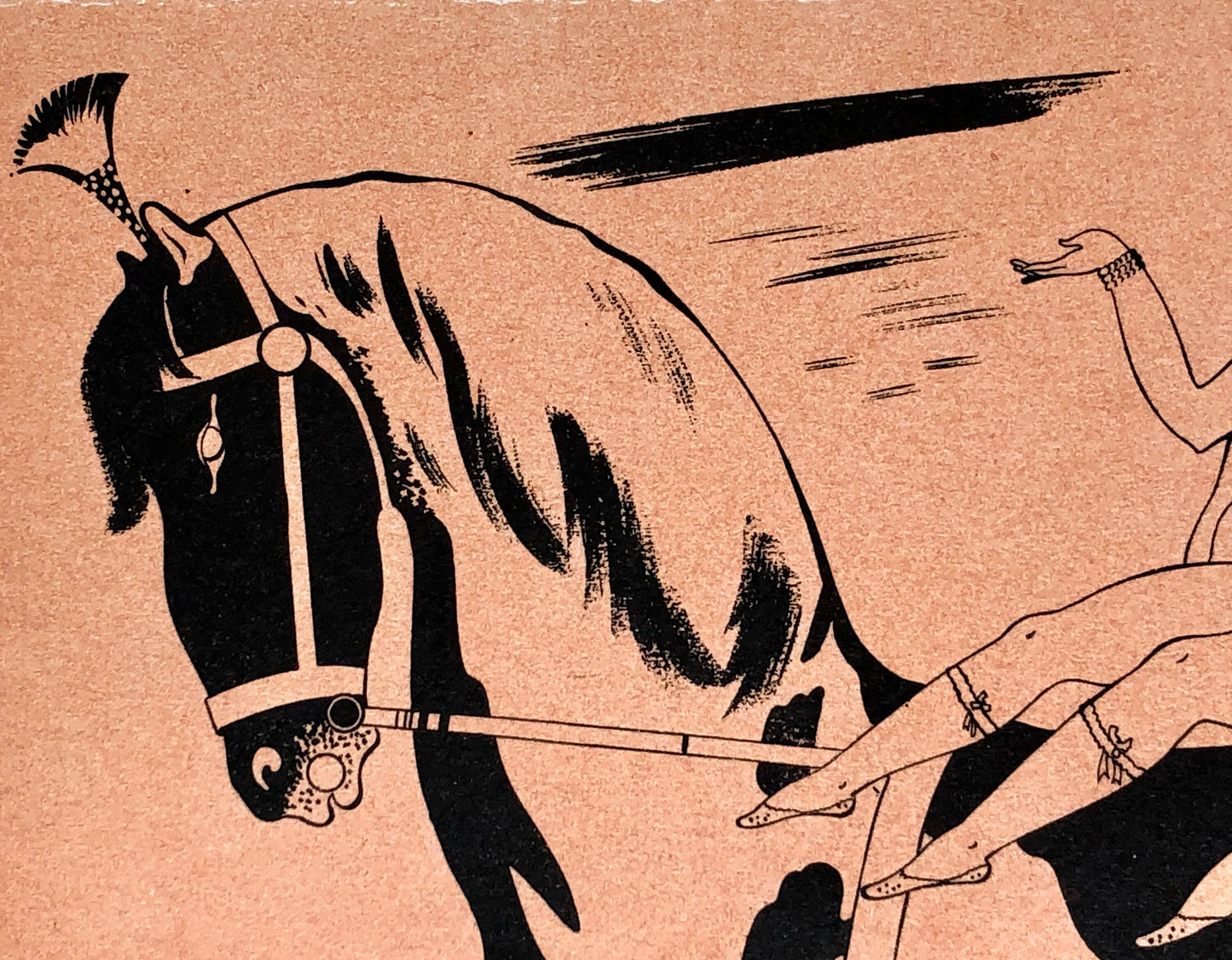 Tout Le Monde A Cheval. An Original Lithograph From Le Parorama Du Cirque by Serge. One of only 1000 produced in 1944. Size: 24 x 29.7 cms.