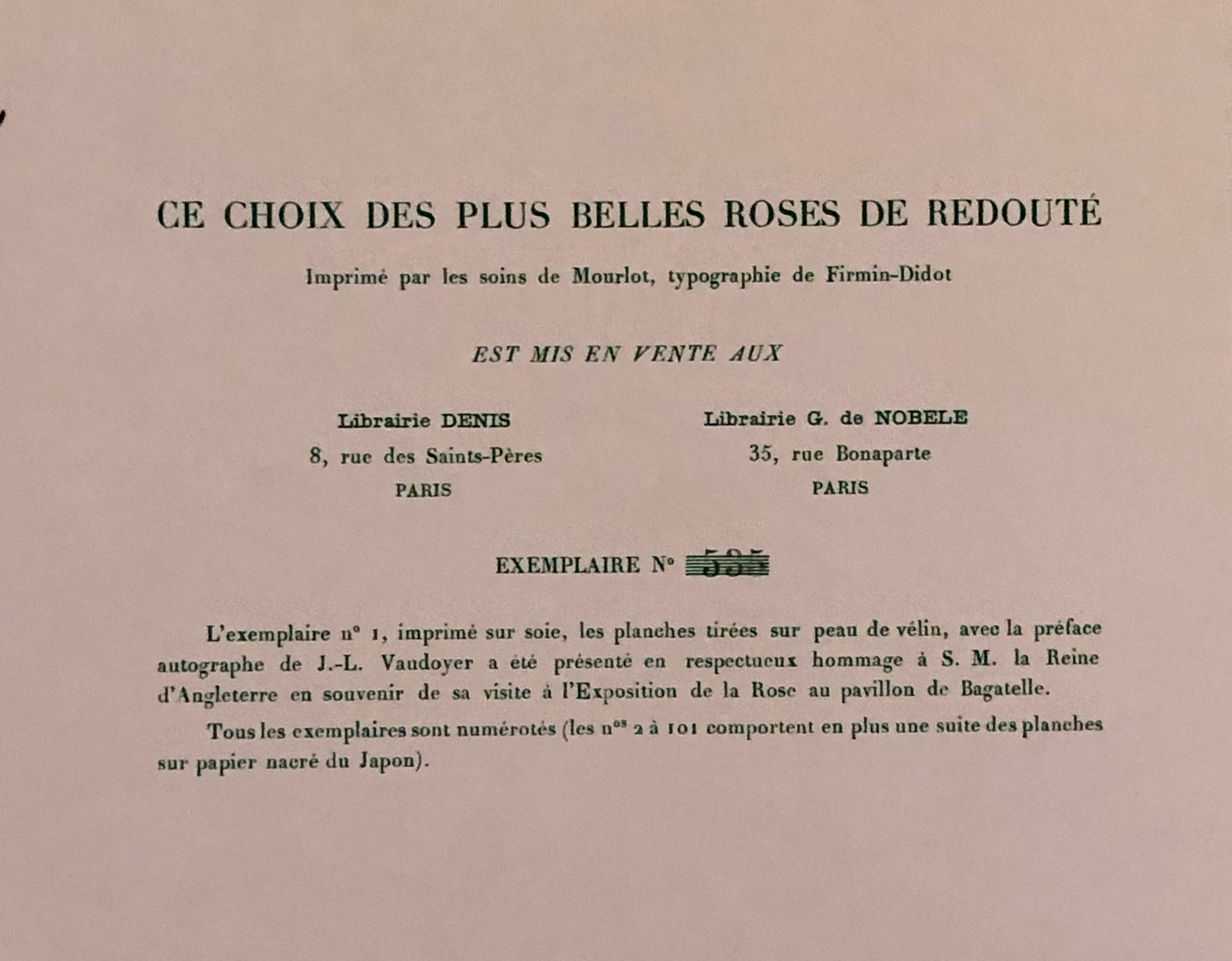 Ten Limited Edition Rose Prints from Choix Des Plus Belle Roses by P.-J. Redouté. Published in 1938. Excellent condition. Size: 41 x 32 ms.