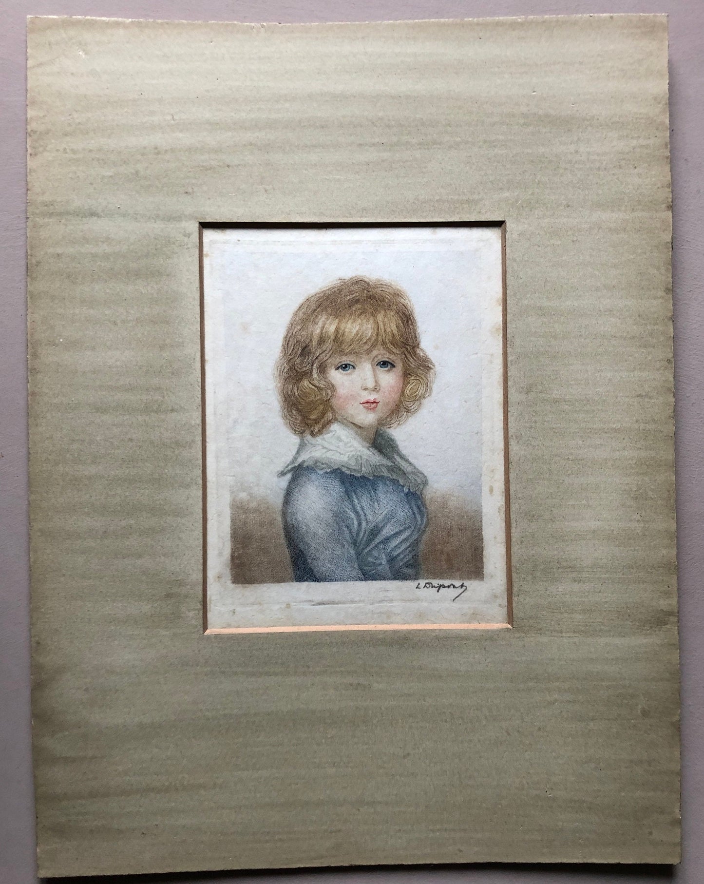 Portrait of a Young Woman. An Original Mezzotint Engraving By Louis DuPont (1896-1967). Signed in pencil. Size: 15.5 x 11.5cms.