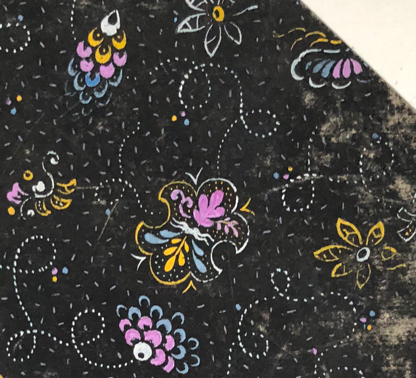 An Original Antique French Textile Design. Hand Drawn and Painted. Produced in Lyon in 1908. Size: 11.5 x 10.5 cms.