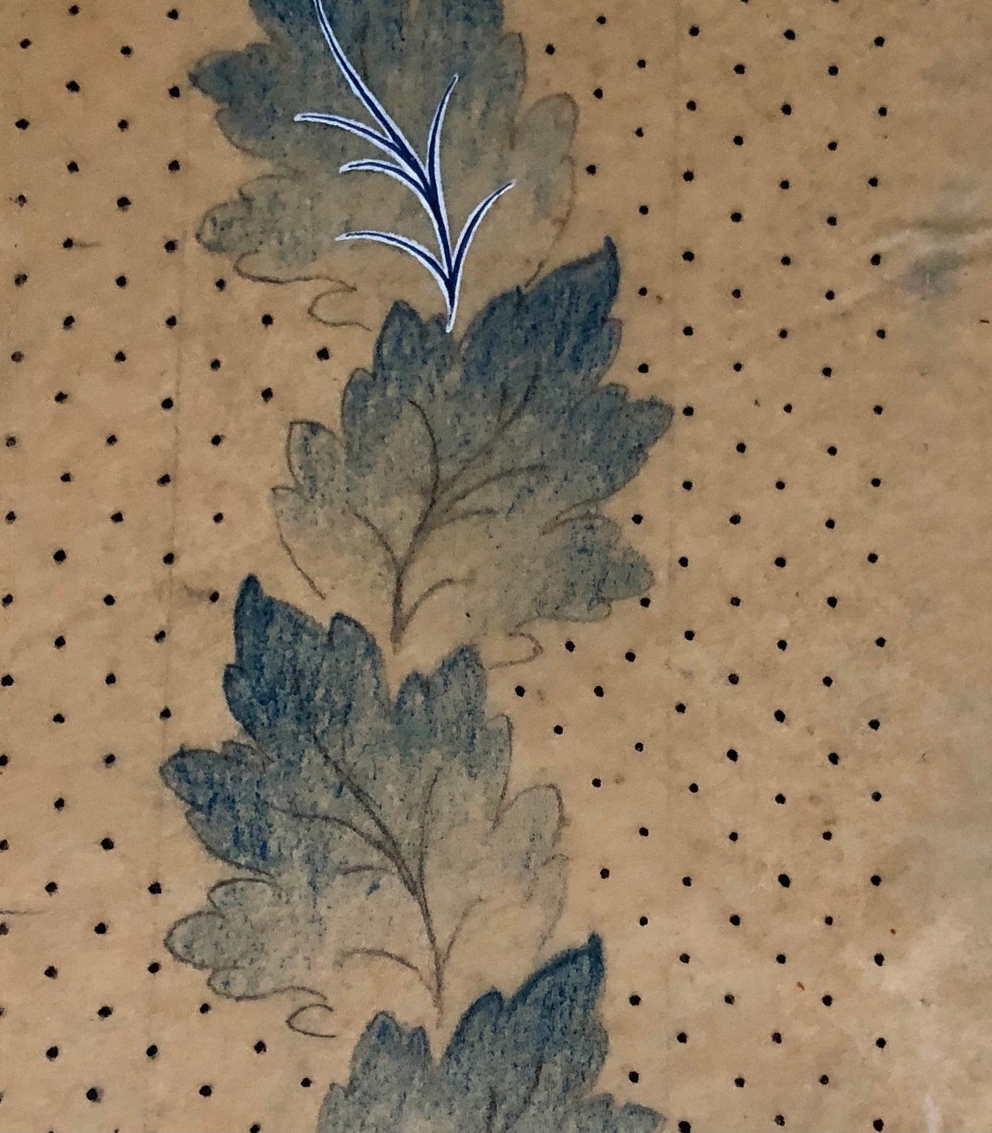An Original Antique French Textile Design. Hand Drawn and Painted. Produced in Lyon in the early 1900’s. Size: 13.8 x 15.7 cms.