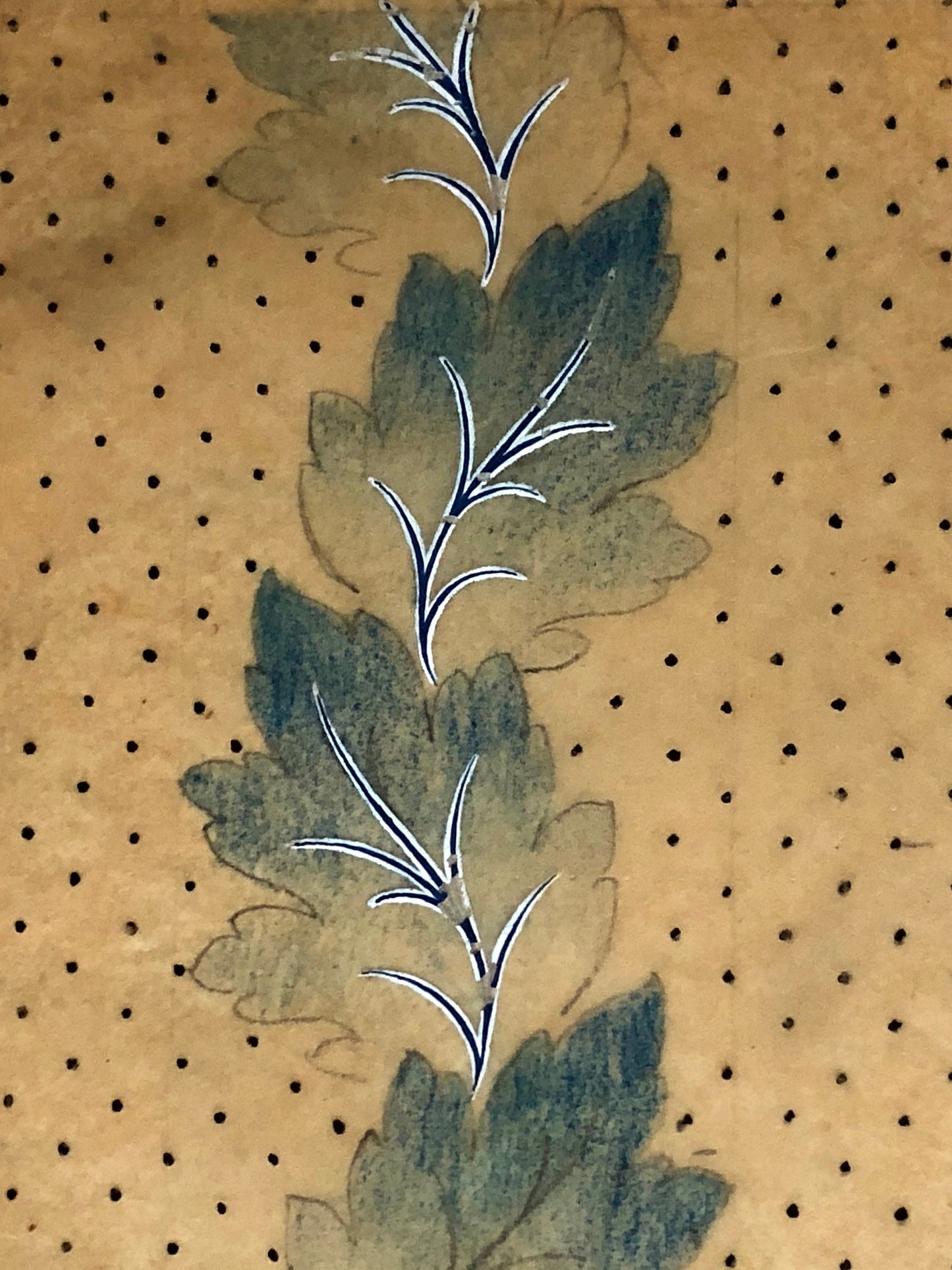 An Original Antique French Textile Design. Hand Drawn and Painted. Produced in Lyon in the early 1900’s. Size: 13.8 x 15.7 cms.