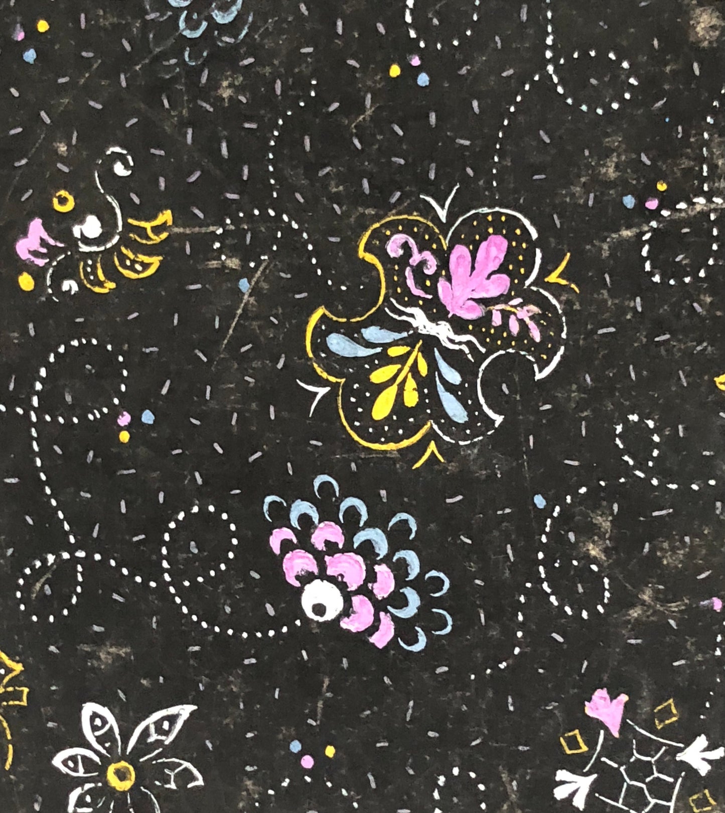 An Original Antique French Textile Design. Hand Drawn and Painted. Produced in Lyon in 1908. Size: 11.5 x 10.5 cms.
