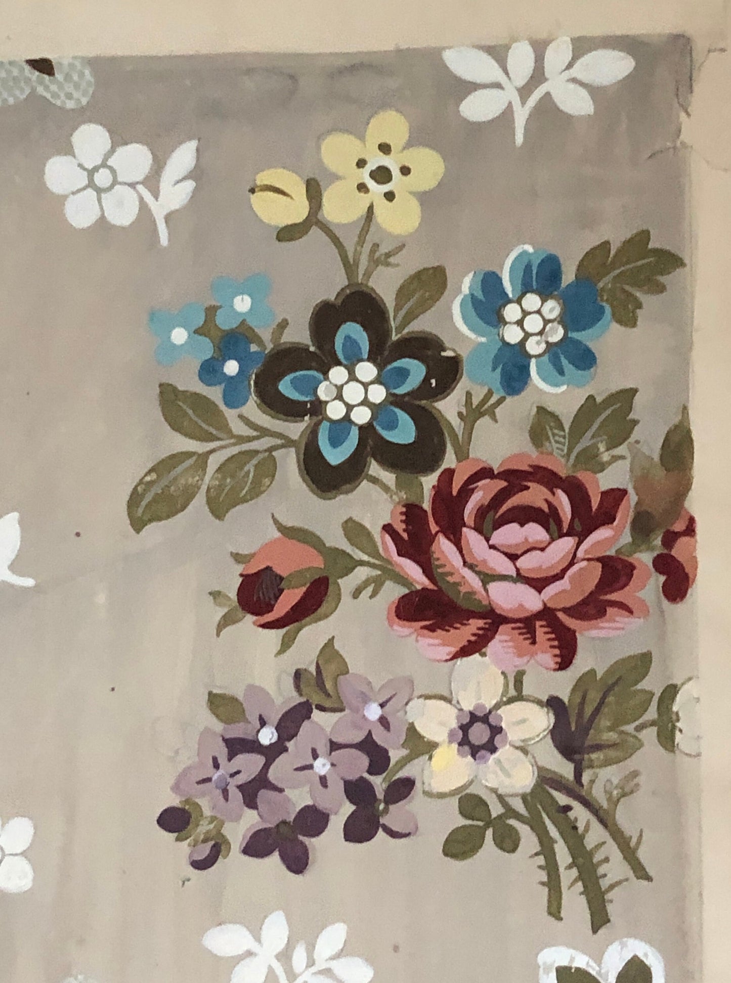 An Original Textile Design From Lyon, France. Painted in Gouache. Late 1800’s. Size: 49.5 x 40 cms.
