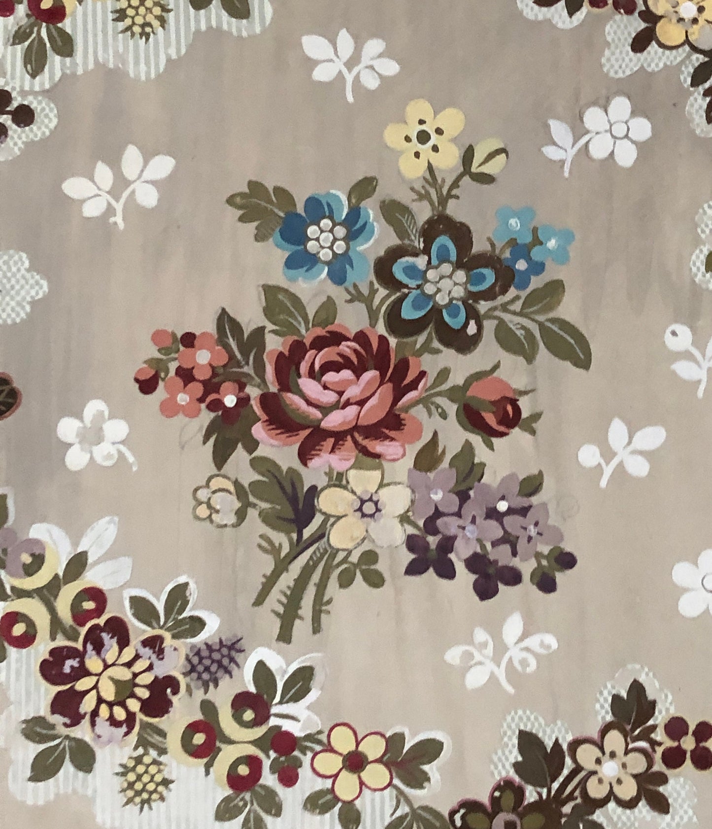 An Original Textile Design From Lyon, France. Painted in Gouache. Late 1800’s. Size: 49.5 x 40 cms.