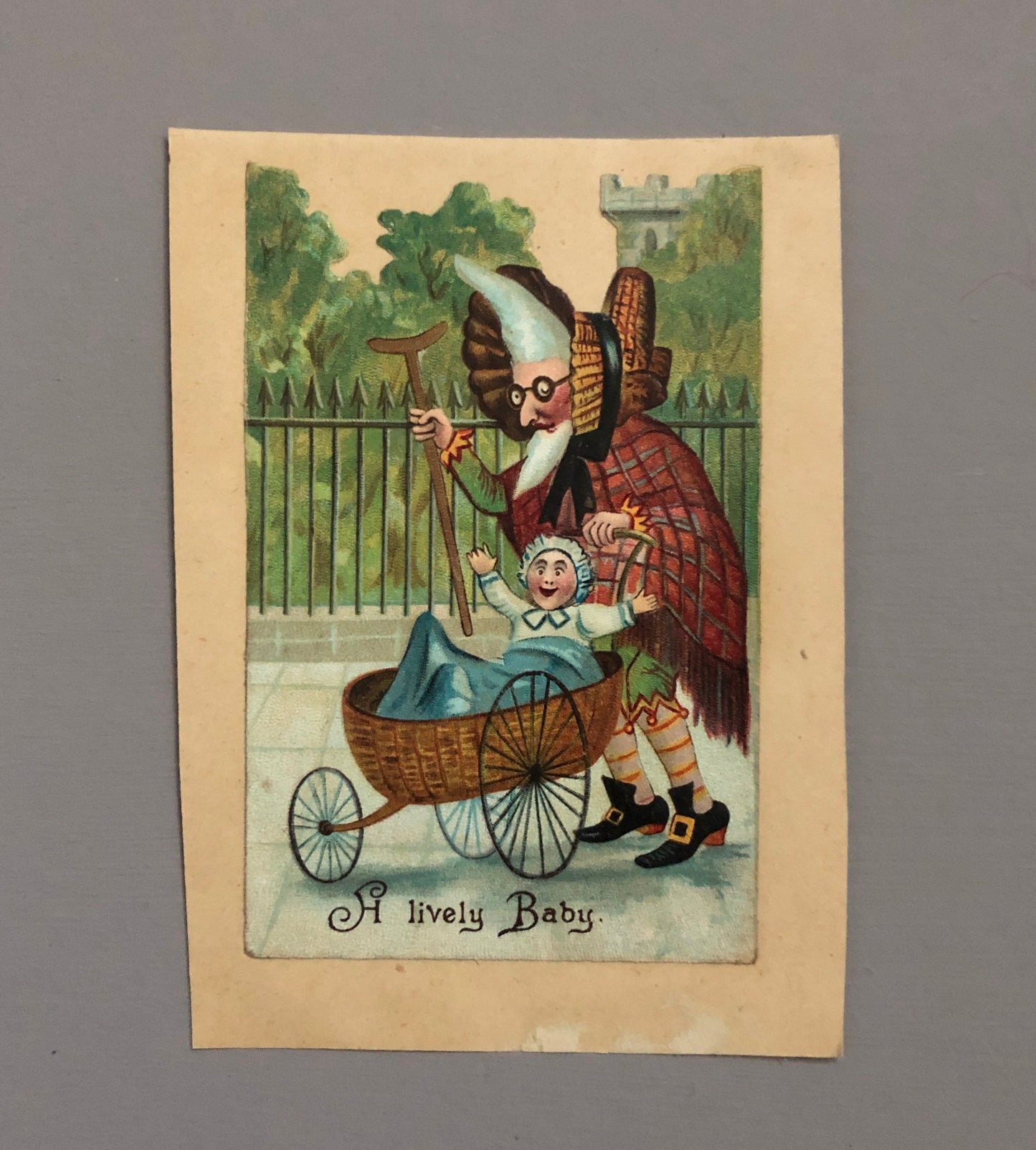 A Very Funny Set of Six Victorian Scraps Entitled A Visit To The Pantomine. Size: 11.5 x 7.5 cms.