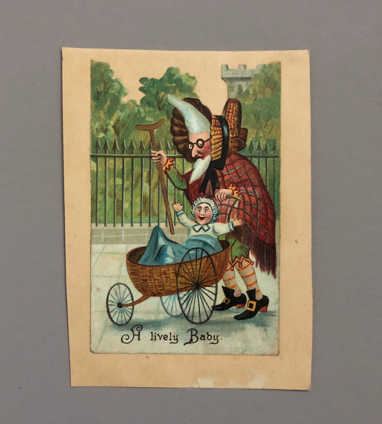 A Very Funny Set of Six Victorian Scraps Entitled A Visit To The Pantomine. Size: 11.5 x 7.5 cms.