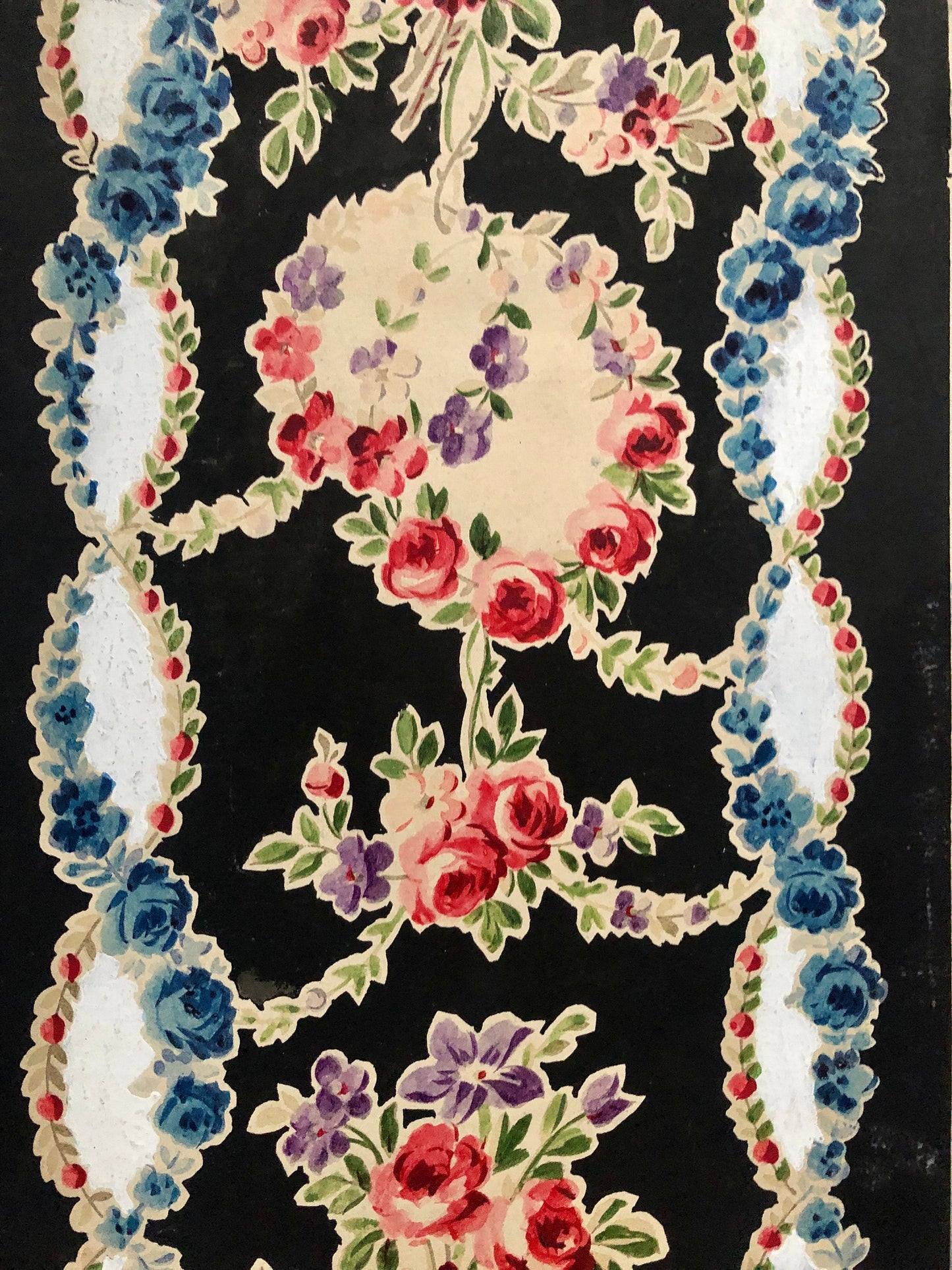 An Original Textile Design From Lyons, France. Hand Drawn and Painted. Late 19th Century. Size: 41 x 22.4 cms