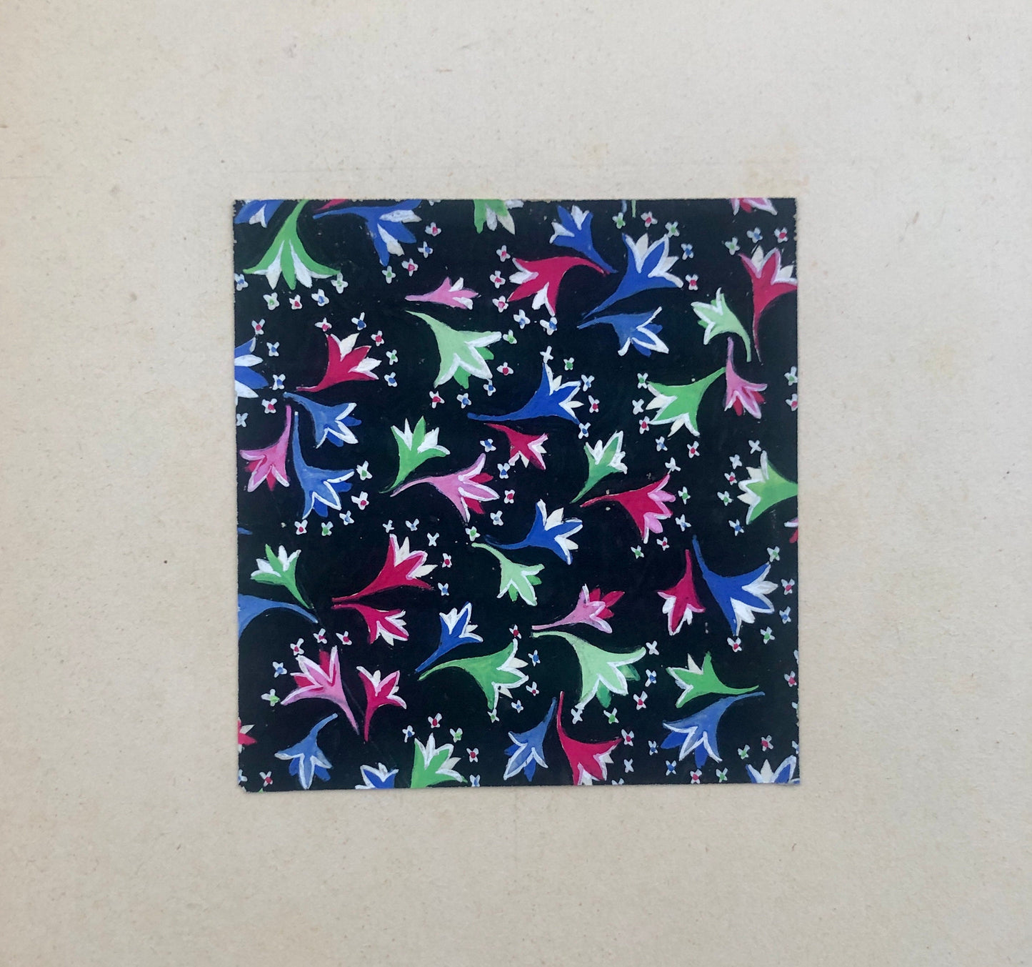 An Original Antique French Textile Design. Hand Painted. Produced in Lyon in the early 1900’s. Size: 7.7 x 7.5 cms.