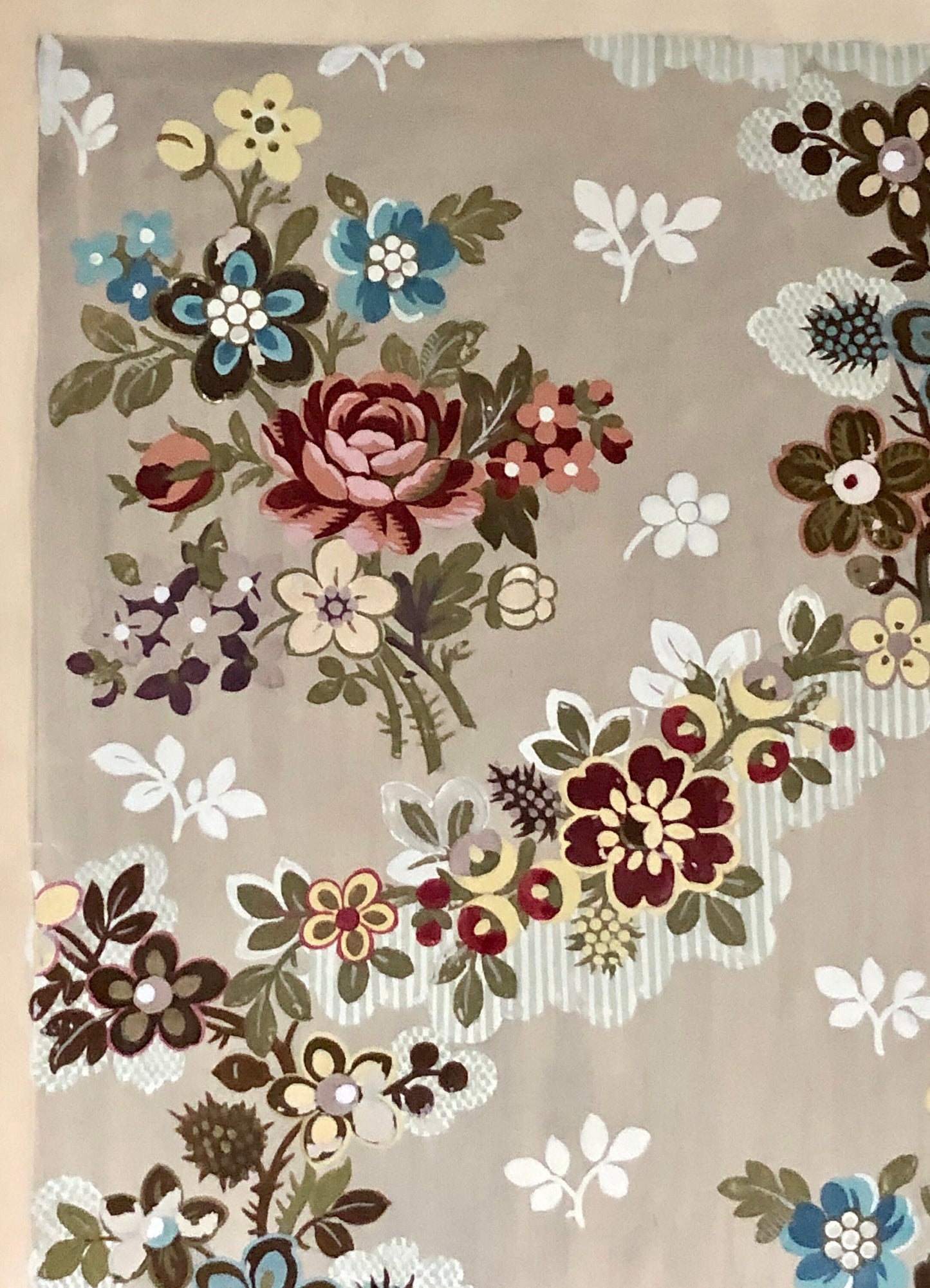 An Original Textile Design From Lyon, France. Painted in Gouache. Late 1800’s. Size: 49.5 x 40 cms.
