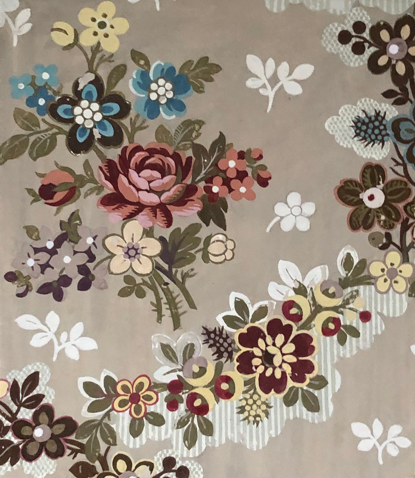 An Original Textile Design From Lyon, France. Painted in Gouache. Late 1800’s. Size: 49.5 x 40 cms.