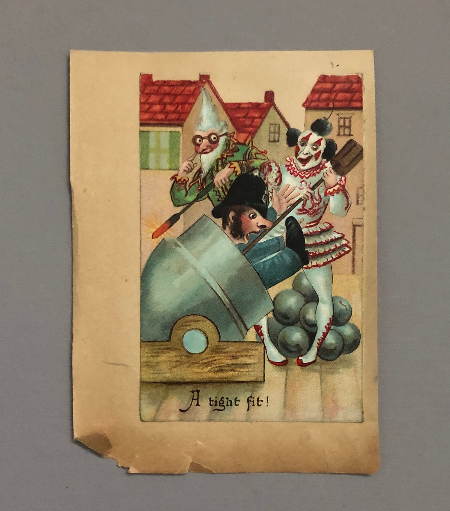 A Very Funny Set of Six Victorian Scraps Entitled A Visit To The Pantomine. Size: 11.5 x 7.5 cms.