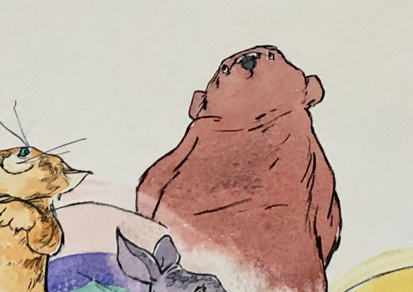 An Original Artwork by Barbra Firth from The Grumpalump. A Book Written by Sarah Hayes in 1992. Watercolour. Size: 40.7 x 61.5 cms.