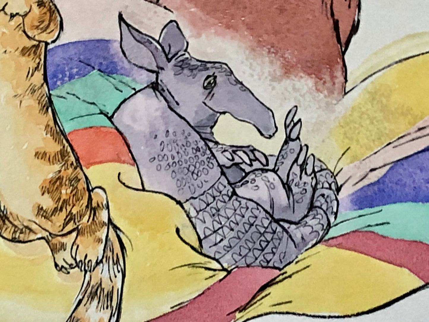 An Original Artwork by Barbra Firth from The Grumpalump. A Book Written by Sarah Hayes in 1992. Watercolour. Size: 40.7 x 61.5 cms.