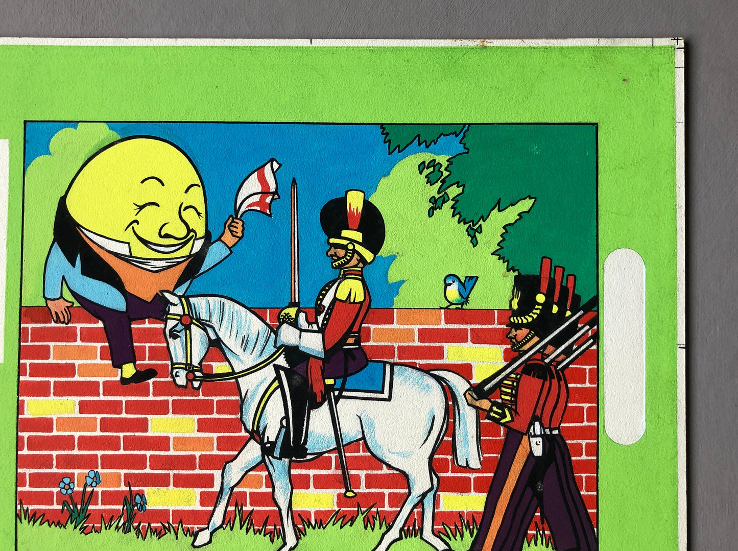 Humpty Dumpty. An Original Illustration From The 1950s. Watercolour. Size: 24.4 x 29.5 cms.