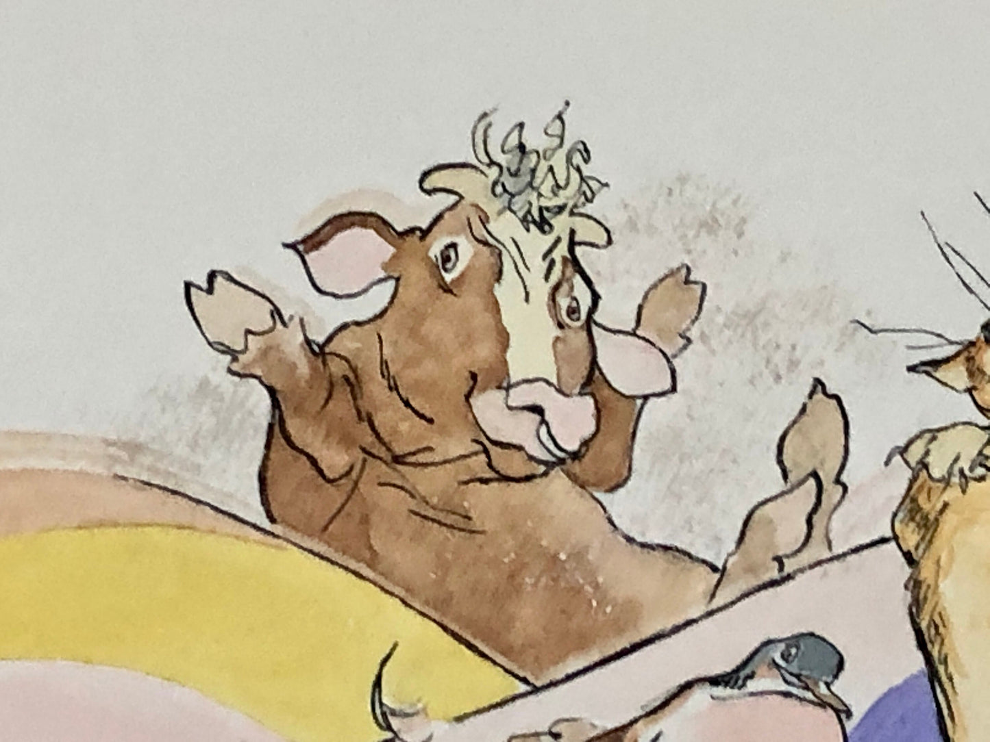 An Original Artwork by Barbra Firth from The Grumpalump. A Book Written by Sarah Hayes in 1992. Watercolour. Size: 40.7 x 61.5 cms.