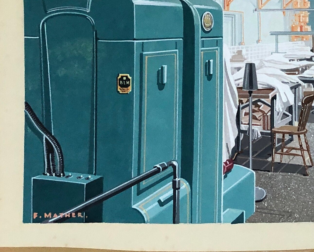 Original Graphic Artworks by Frank Mather. The Limes Laundry, Farnborough Kent. John Hall & Son. Circa 1902. Size with mount: 43.5 x 56 cms.