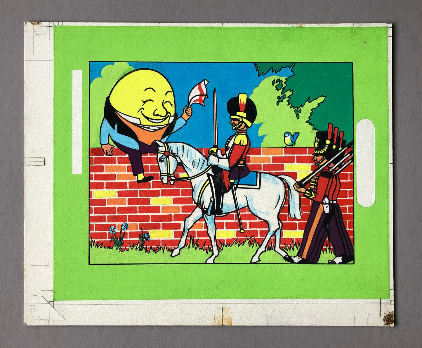 Humpty Dumpty. An Original Illustration From The 1950s. Watercolour. Size: 24.4 x 29.5 cms.