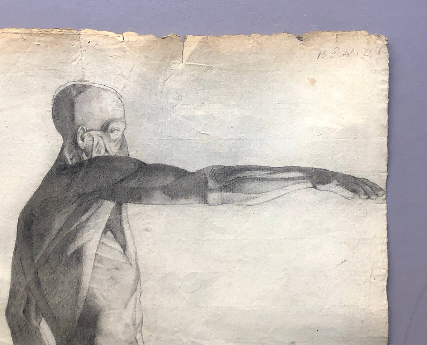 An 18th Century Anatomical Drawing of A Man. French. Dated 1778. Indistinctly Signed. Size: 62 x 45 cms.