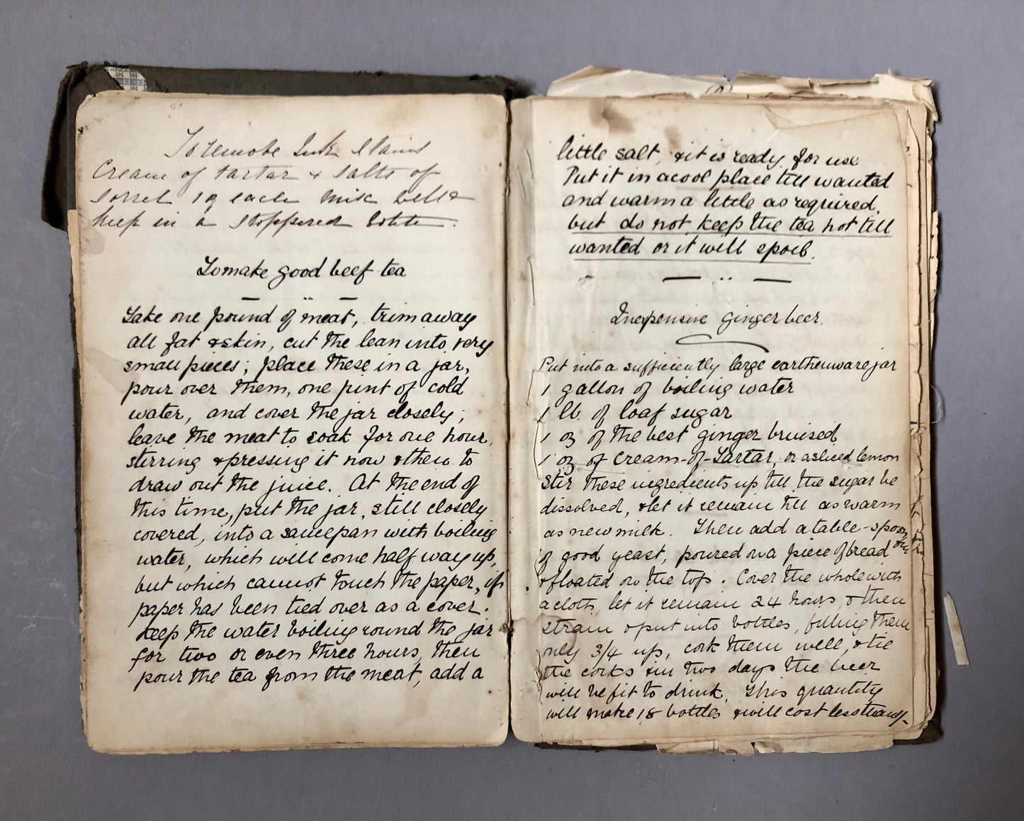 Two Recipe books Containing Notes and Cuttings from Newspapers. Approximately 230 pages. Late 1800’s and Edwardian Period. 16 x 21 cms.