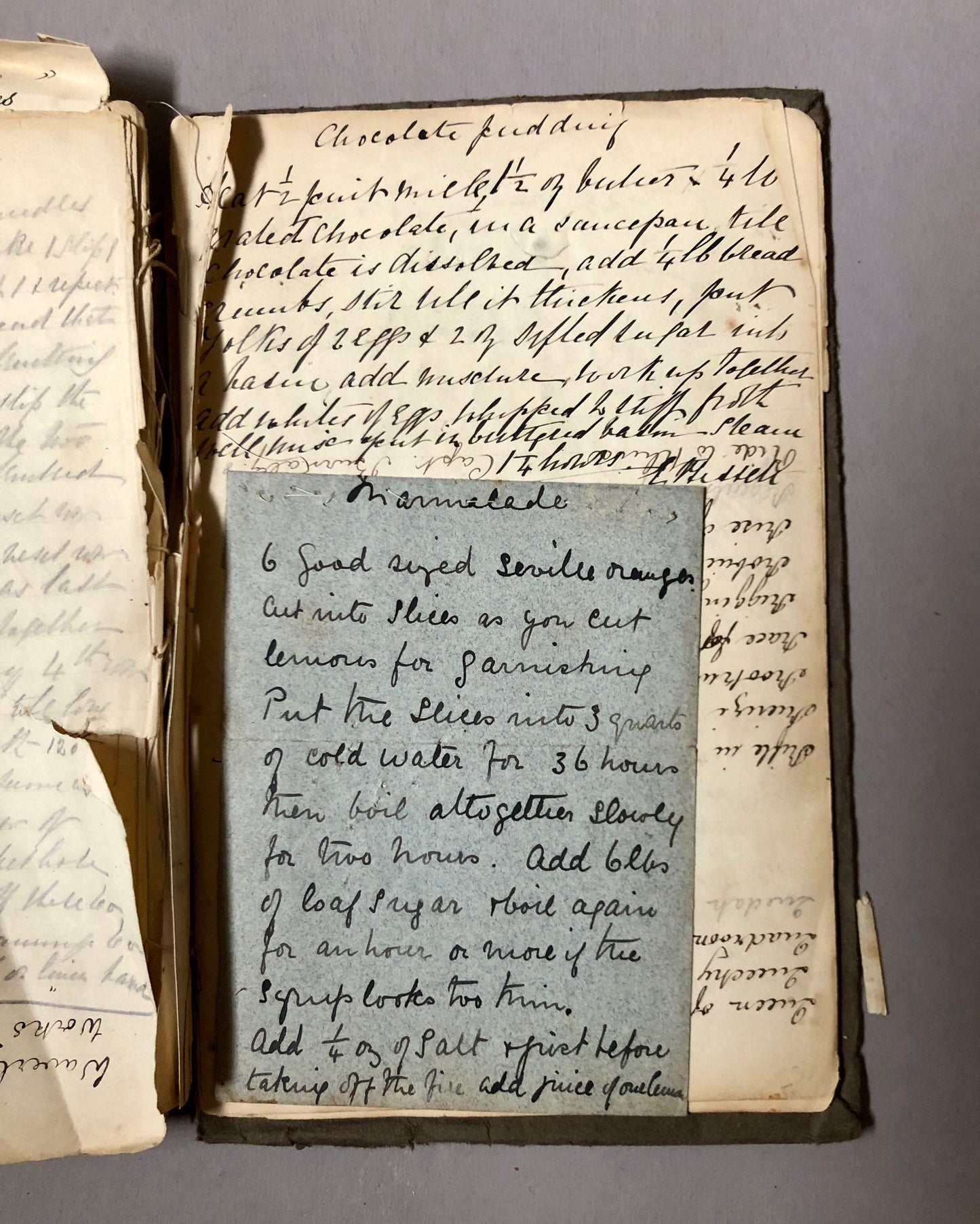 Two Recipe books Containing Notes and Cuttings from Newspapers. Approximately 230 pages. Late 1800’s and Edwardian Period. 16 x 21 cms.