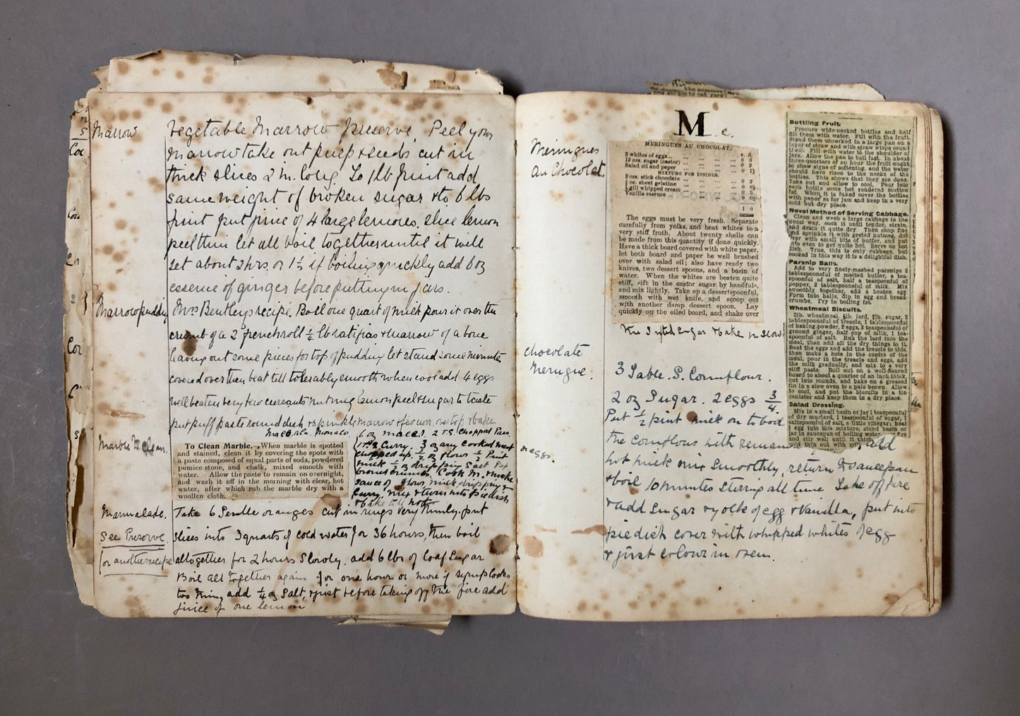Two Recipe books Containing Notes and Cuttings from Newspapers. Approximately 230 pages. Late 1800’s and Edwardian Period. 16 x 21 cms.