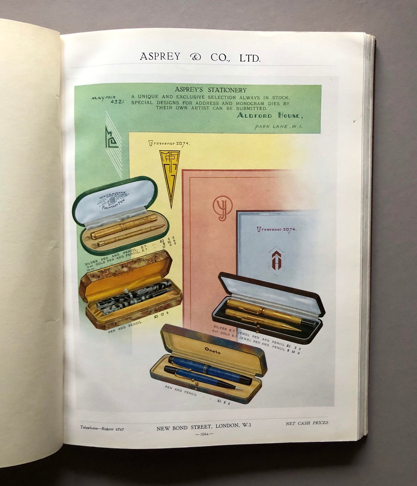 An Asprey Catalogue Dating From 1939. 241 pages. 42 full-page Colour. Size: 29 x 23 cms.