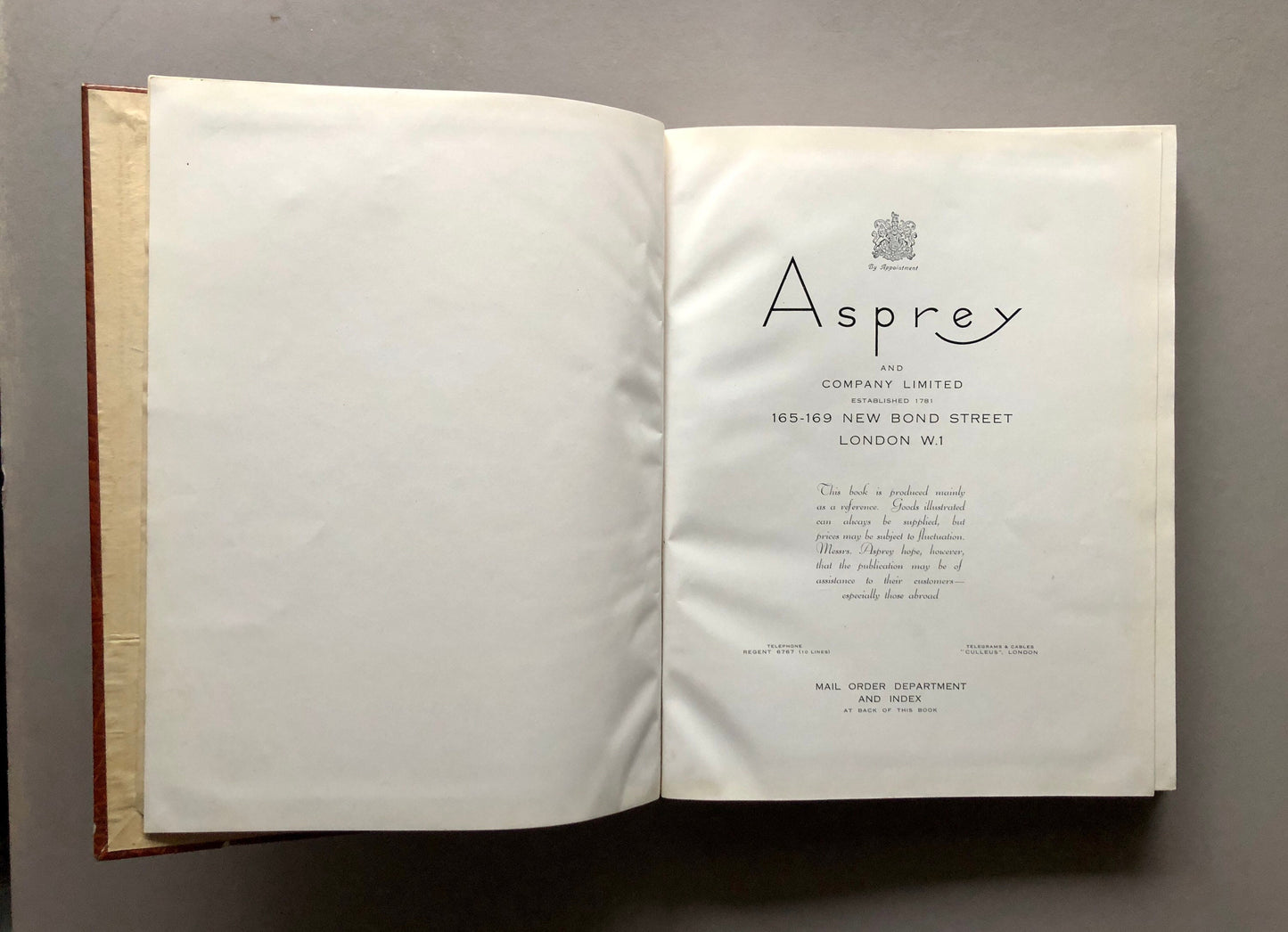 An Asprey Catalogue Dating From 1939. 241 pages. 42 full-page Colour. Size: 29 x 23 cms.